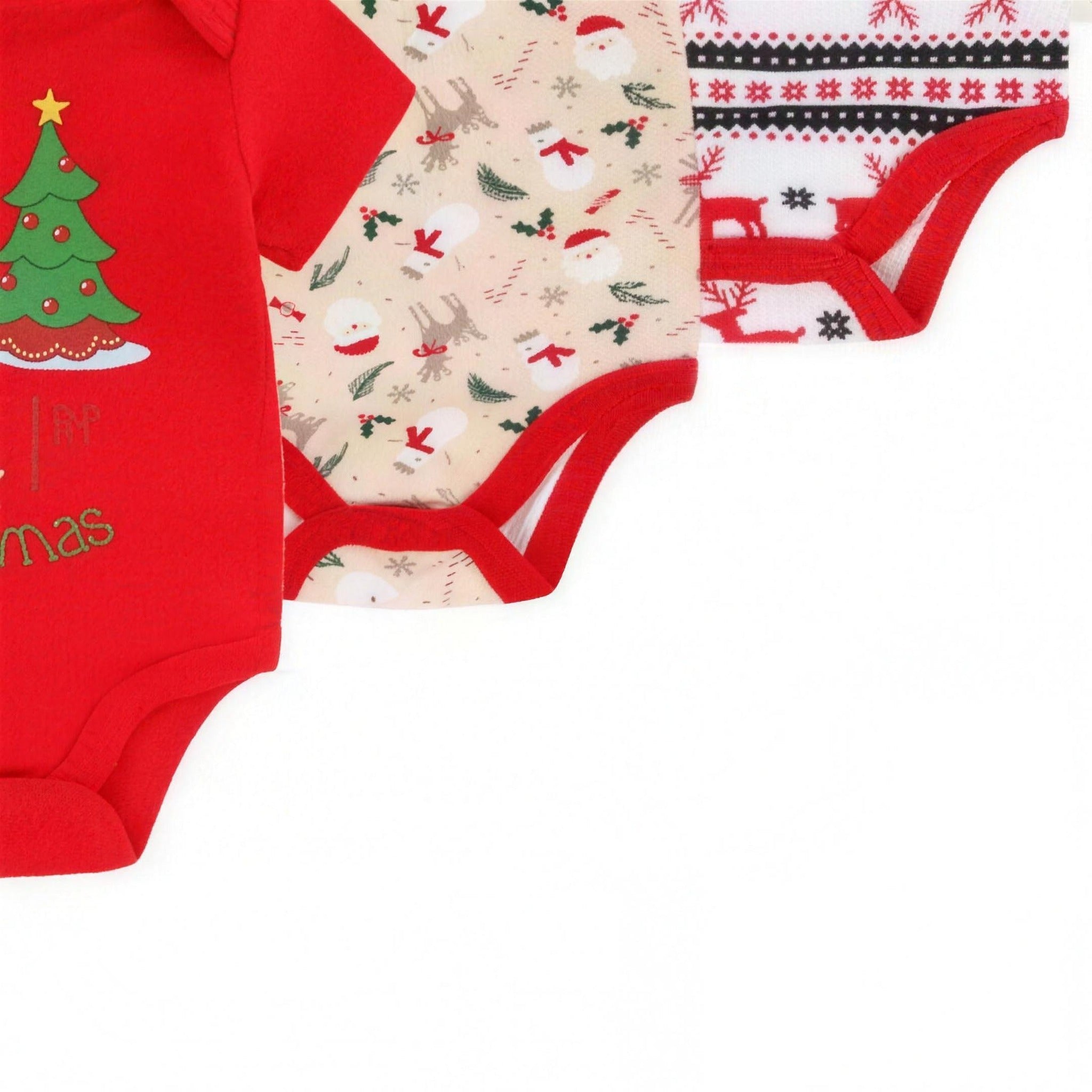 1st Christmas Bodysuit Set - fabric and print detail