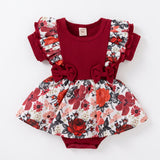 Floral Bow Romper Dress