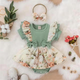 Floral Bow Romper Dress