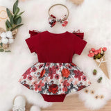 Floral Bow Romper Dress