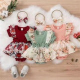 Floral Bow Romper Dress
