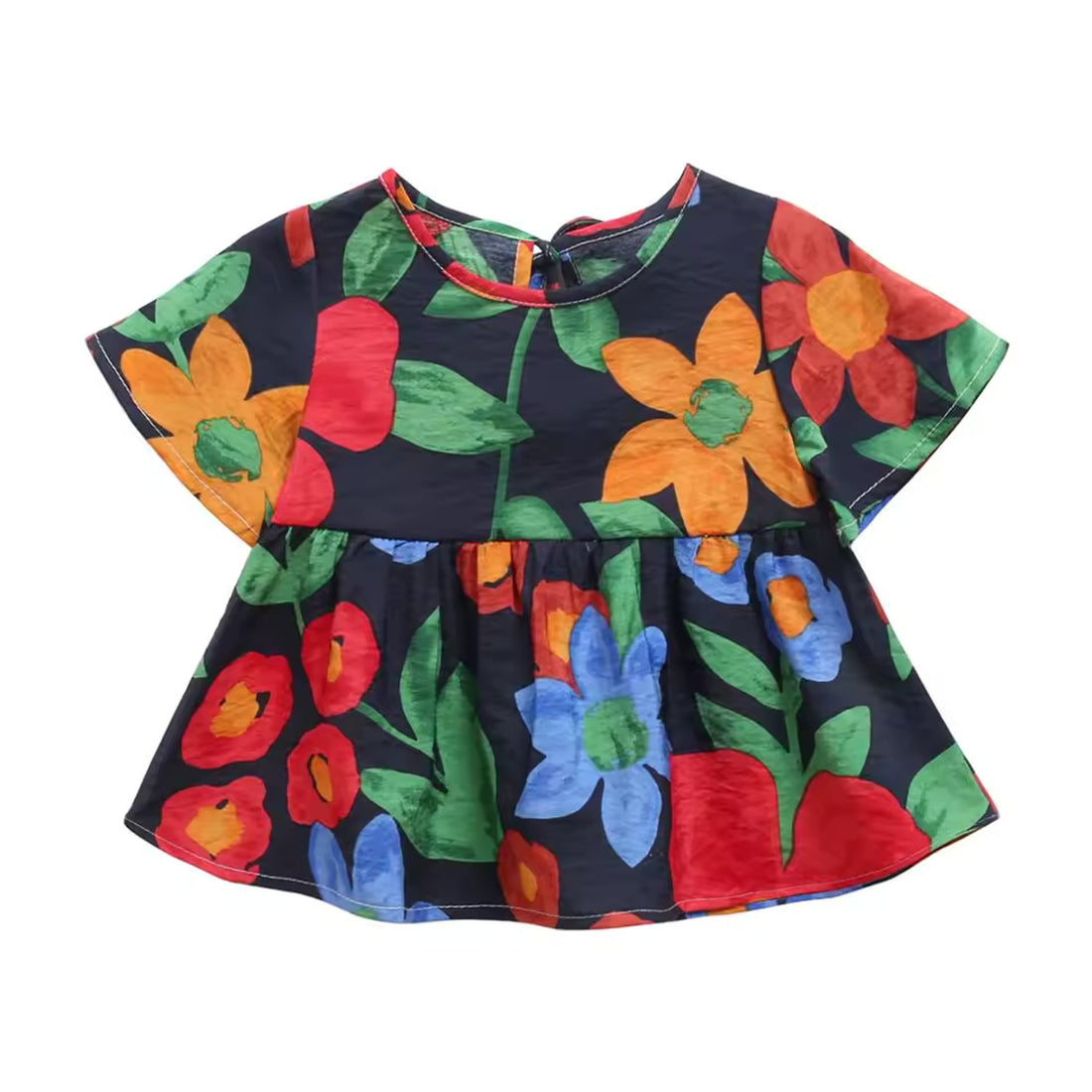 Floral Peplum Dress - Black Floral