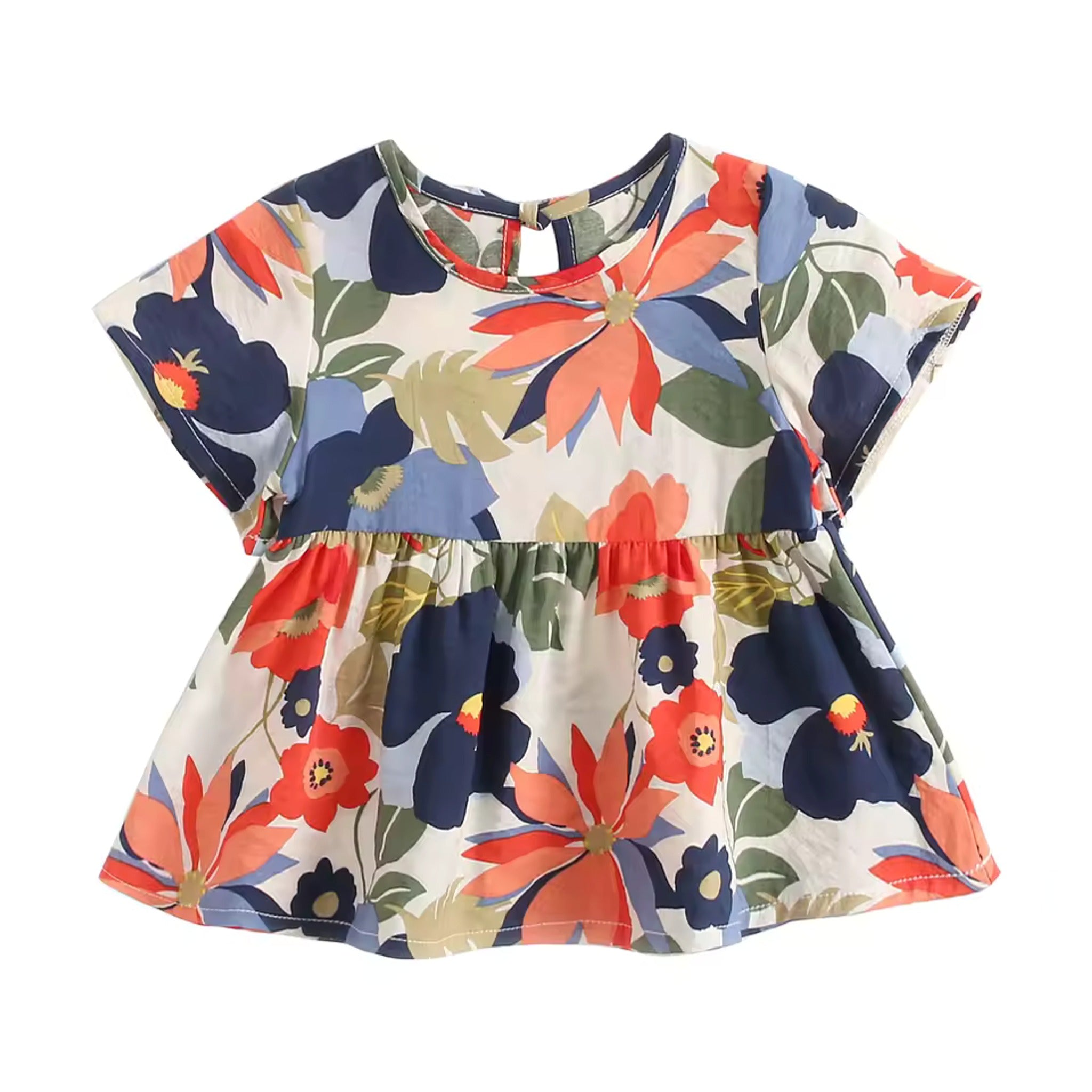 Floral Peplum Dress - Navy Multi Floral