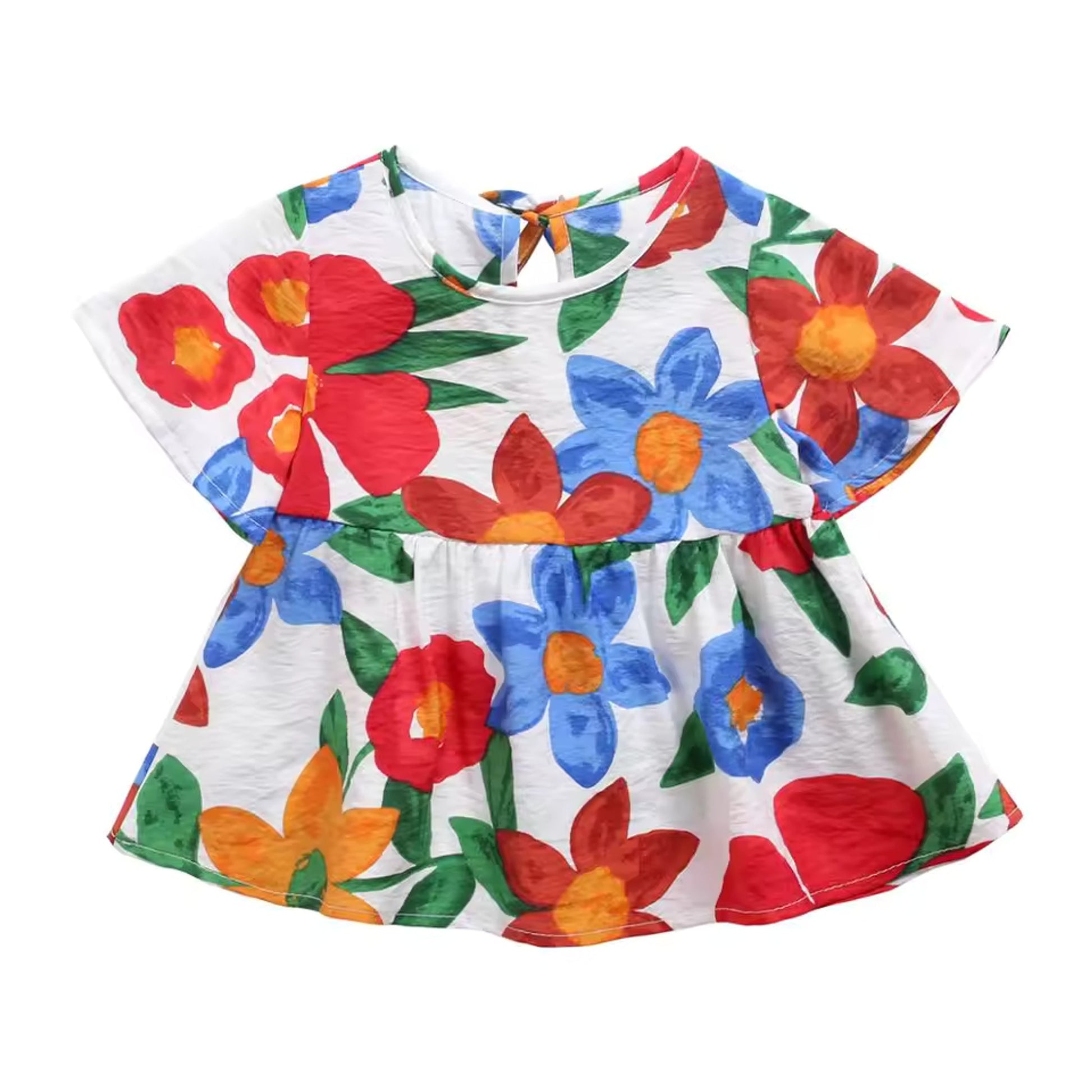 Floral Peplum Dress - White Floral