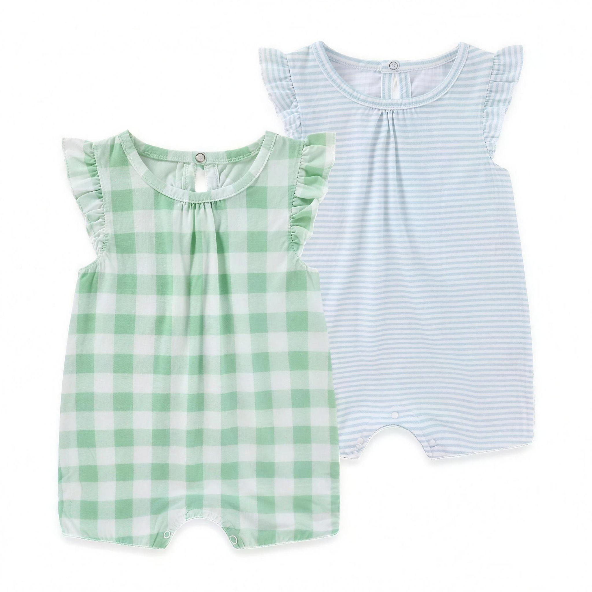 Gingham Stripe Romper Set - professional studio photo