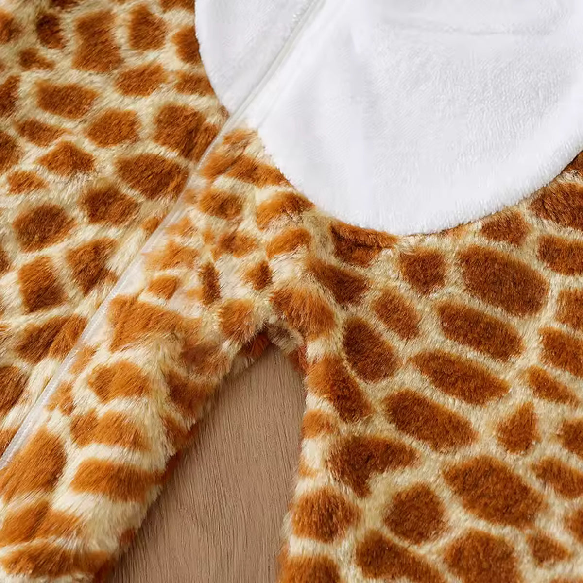 Giraffe Plush Hooded Onesie - fabric detail