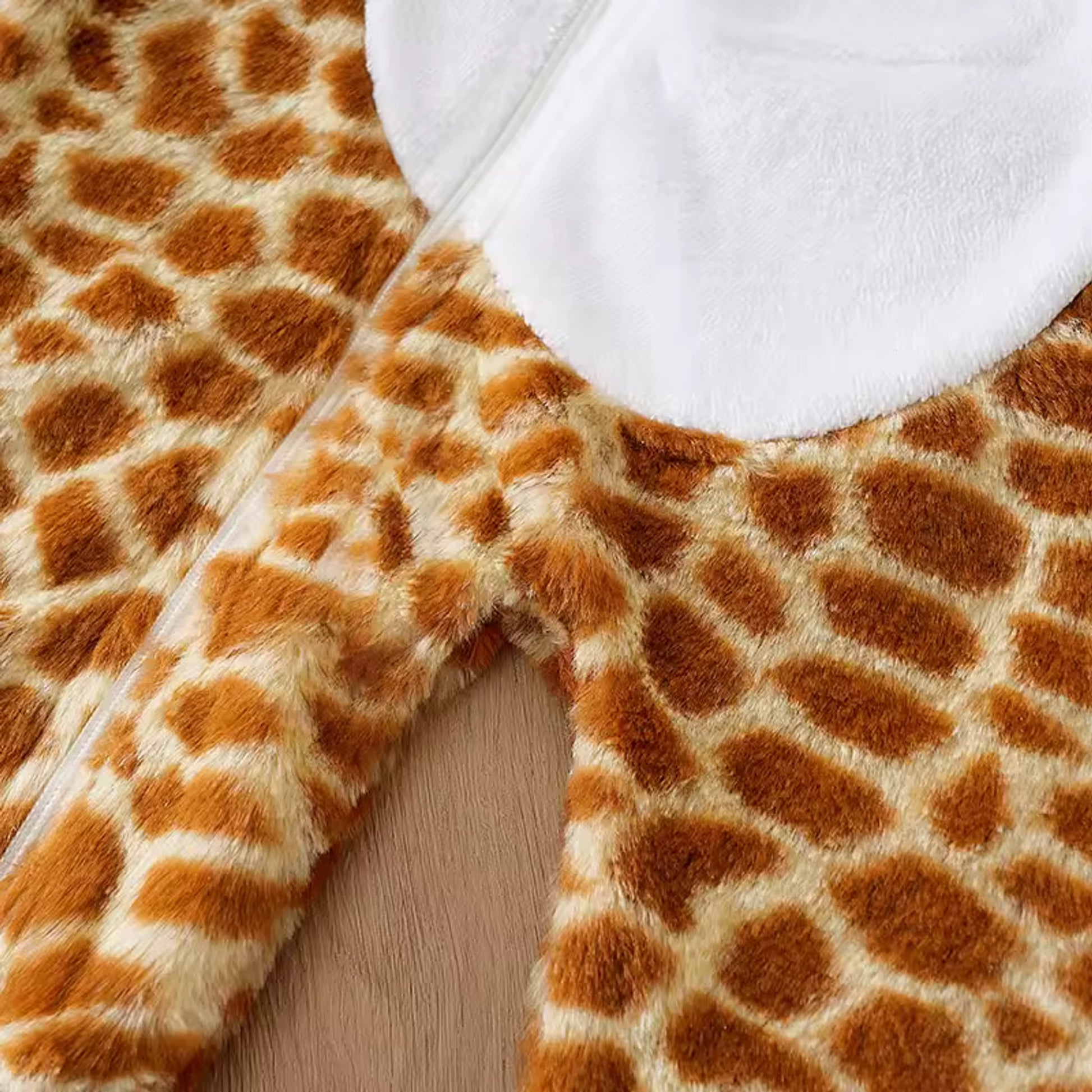 Giraffe Plush Hooded Onesie - fabric detail
