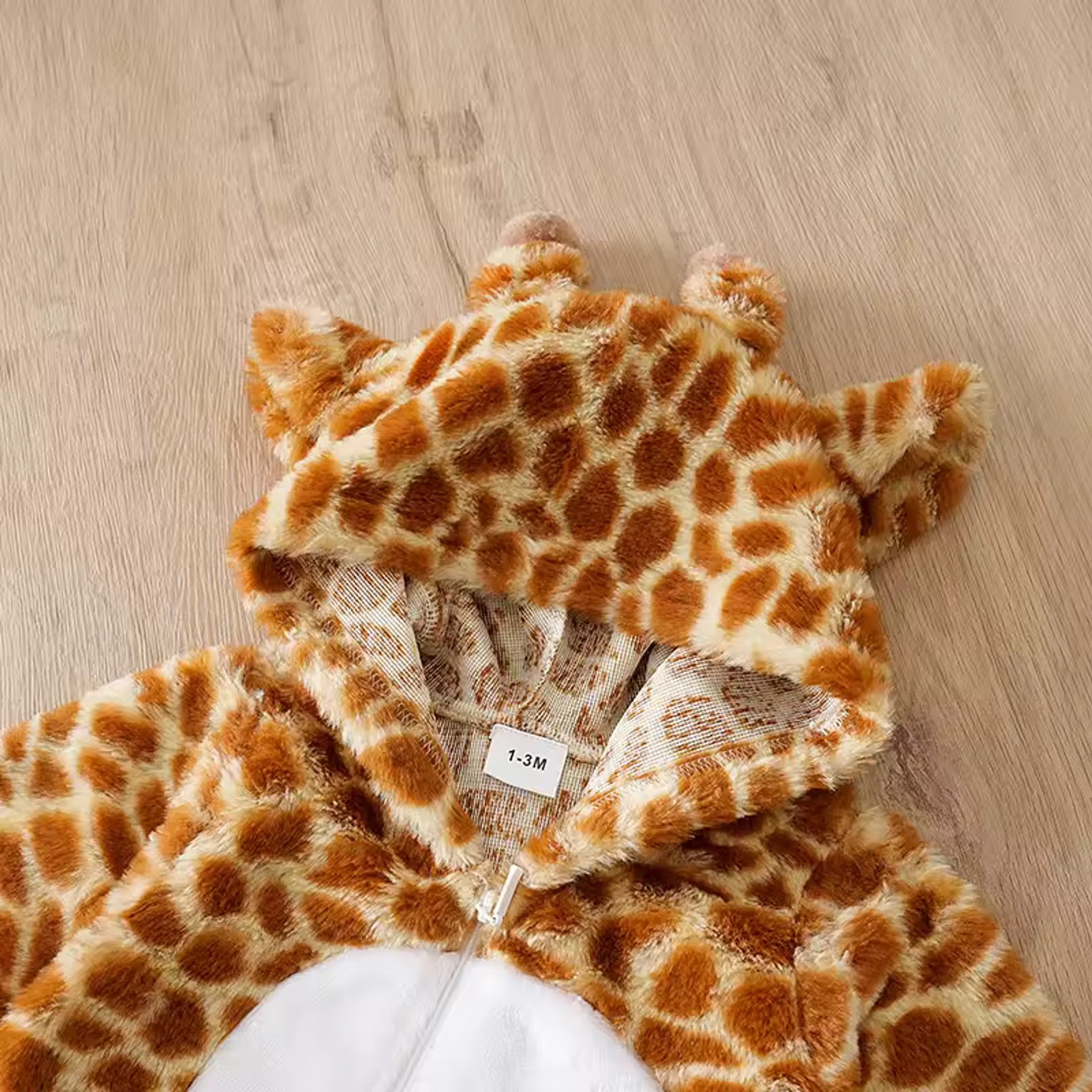 Giraffe Plush Hooded Onesie - hood and ear detail