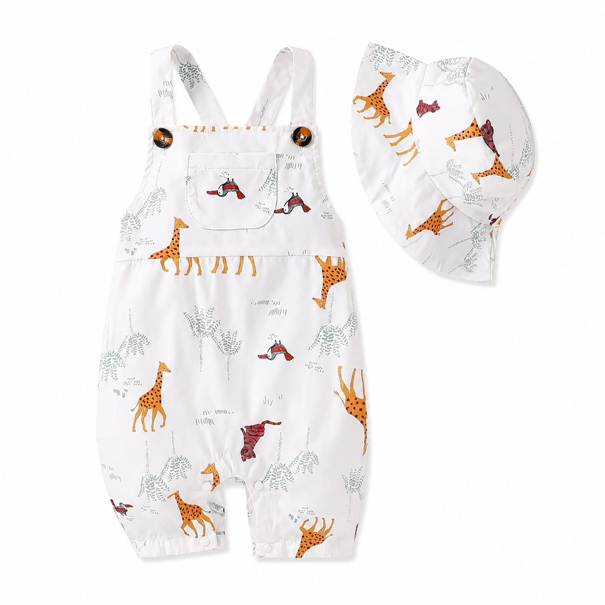 Giraffe Safari Overall Set - professional product photo on white background