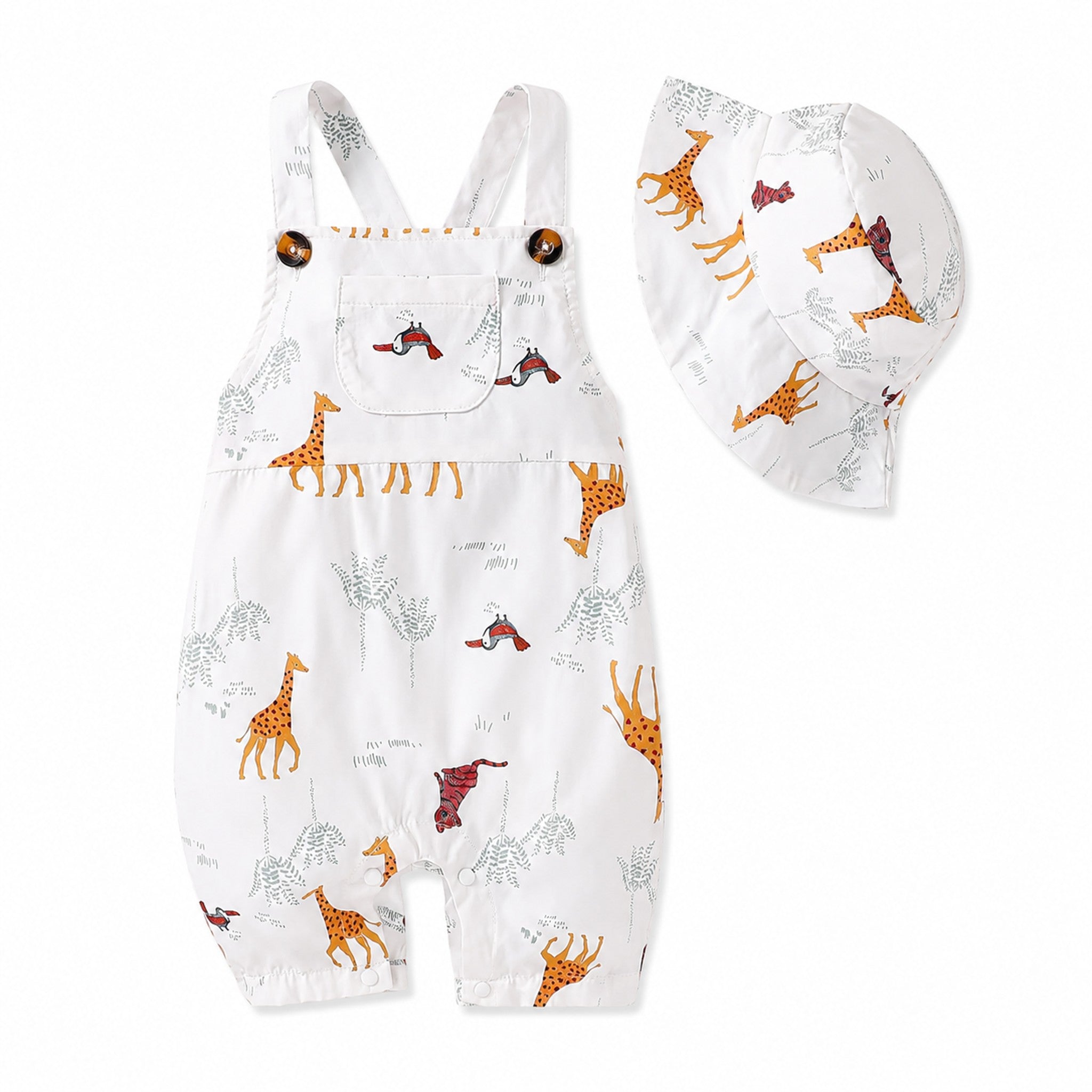 Giraffe Safari Overall Set - professional product photo on white background
