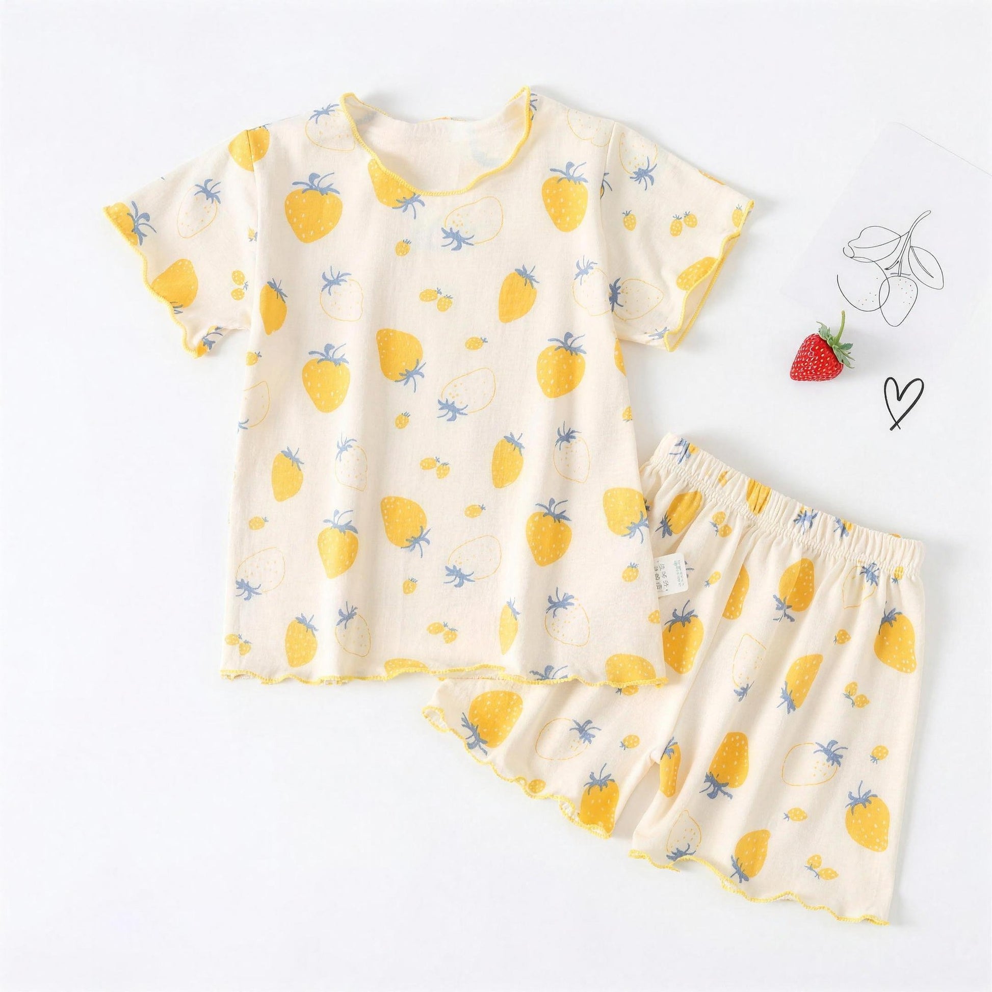 Golden Strawberry Pajama Set - professional product photo on white background