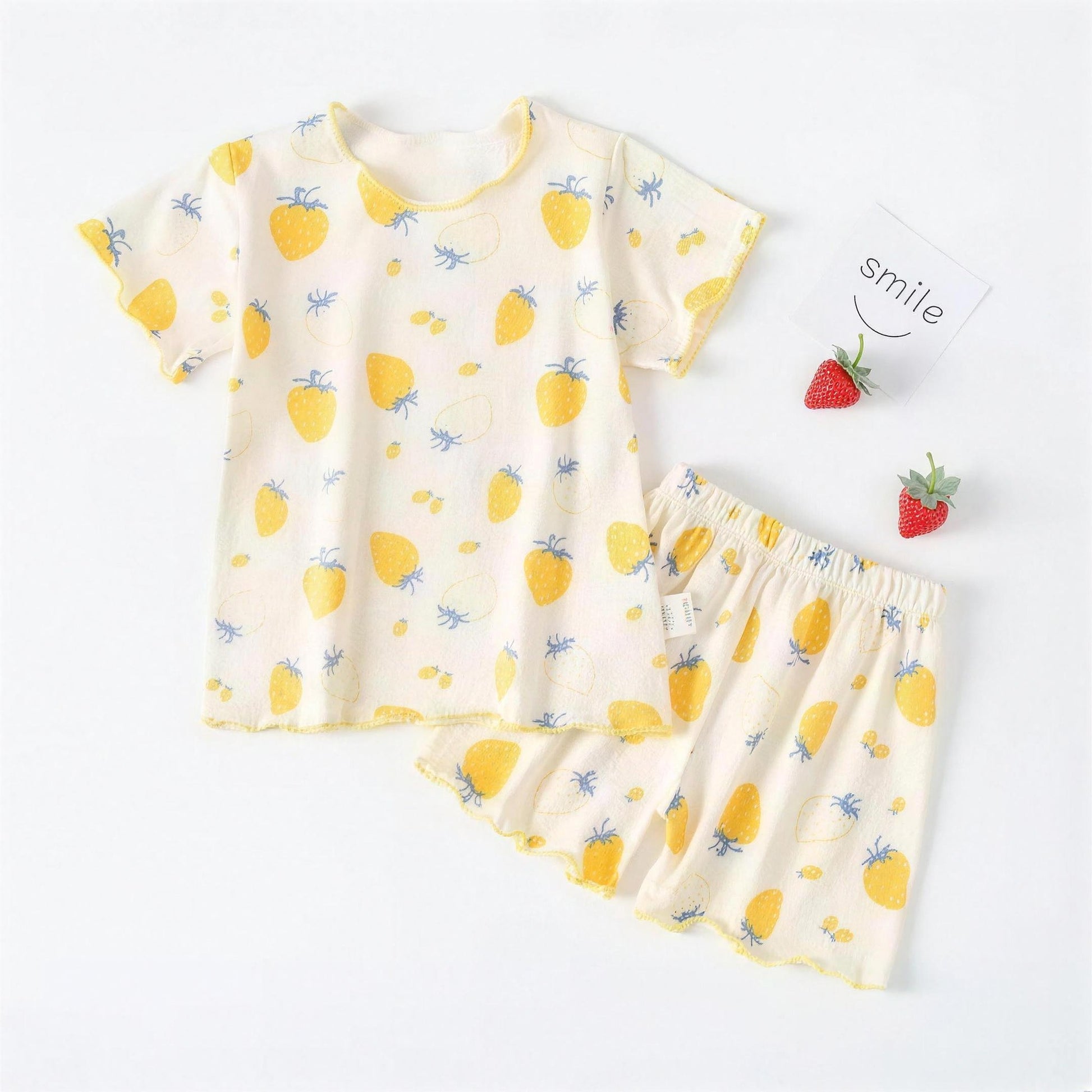 Golden Strawberry Pajama Set - full set shown together