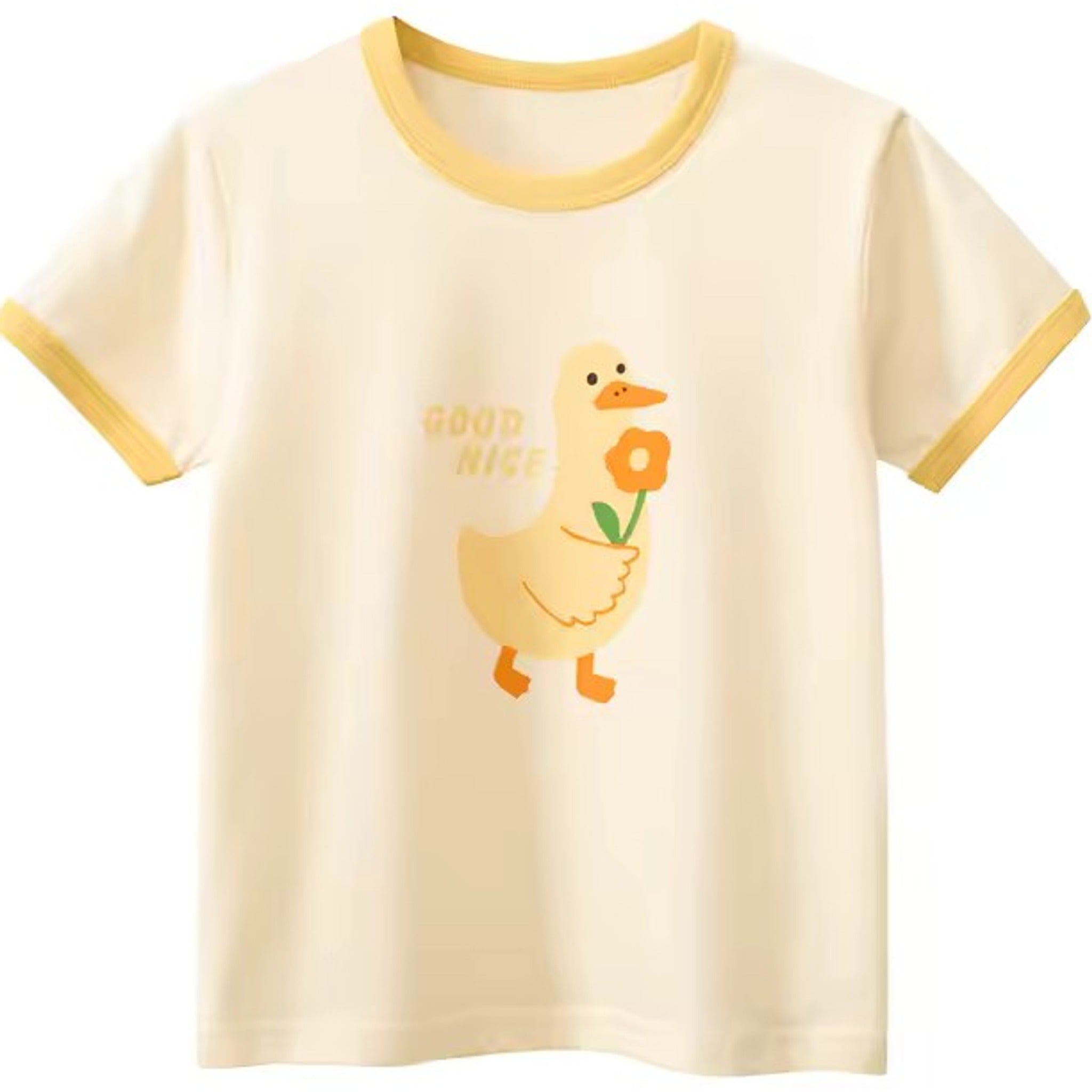 Good Duck Tee, girls baby and toddler t-shirt detail view, professional product photo on white background
