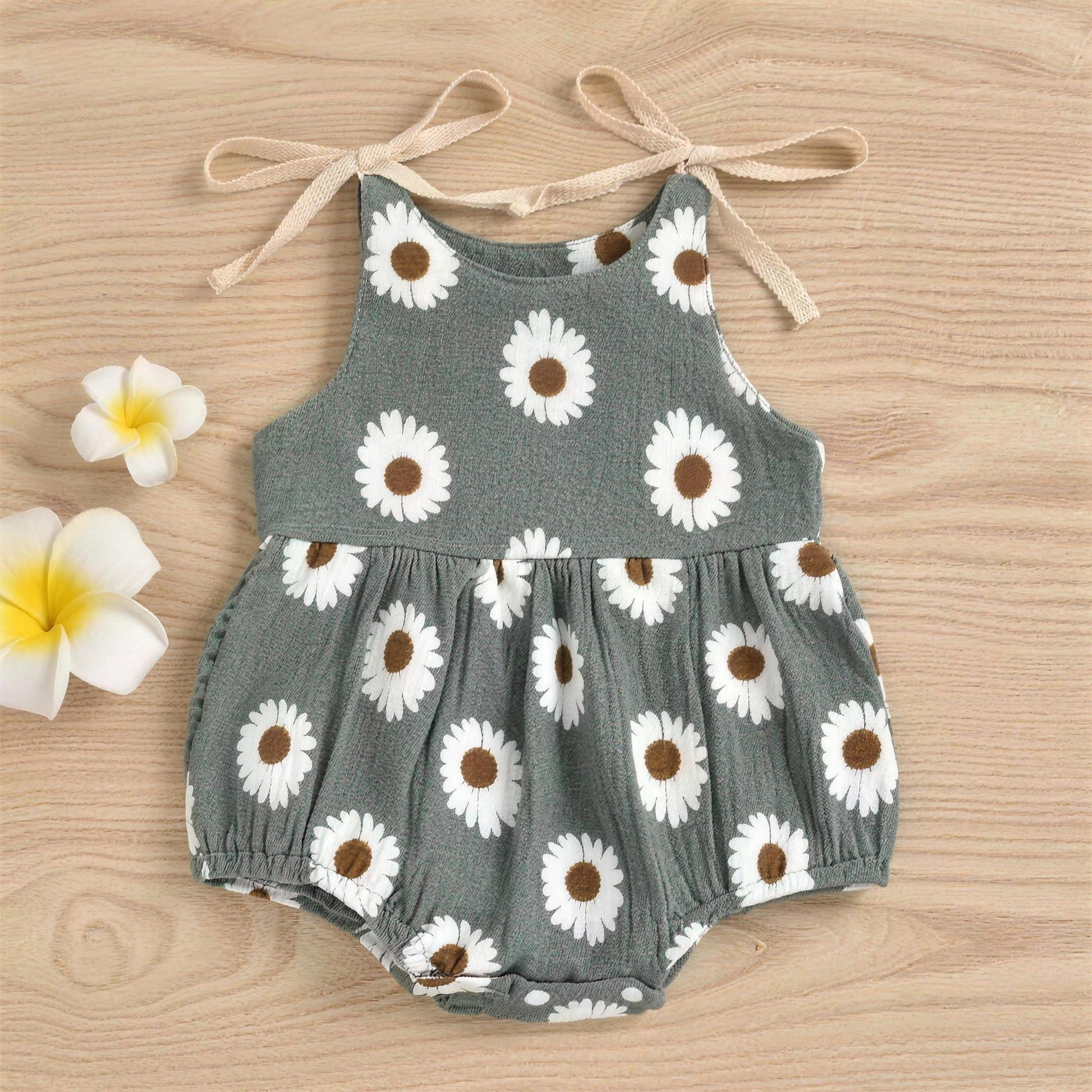 Daisy Tie-Strap Romper - Gray