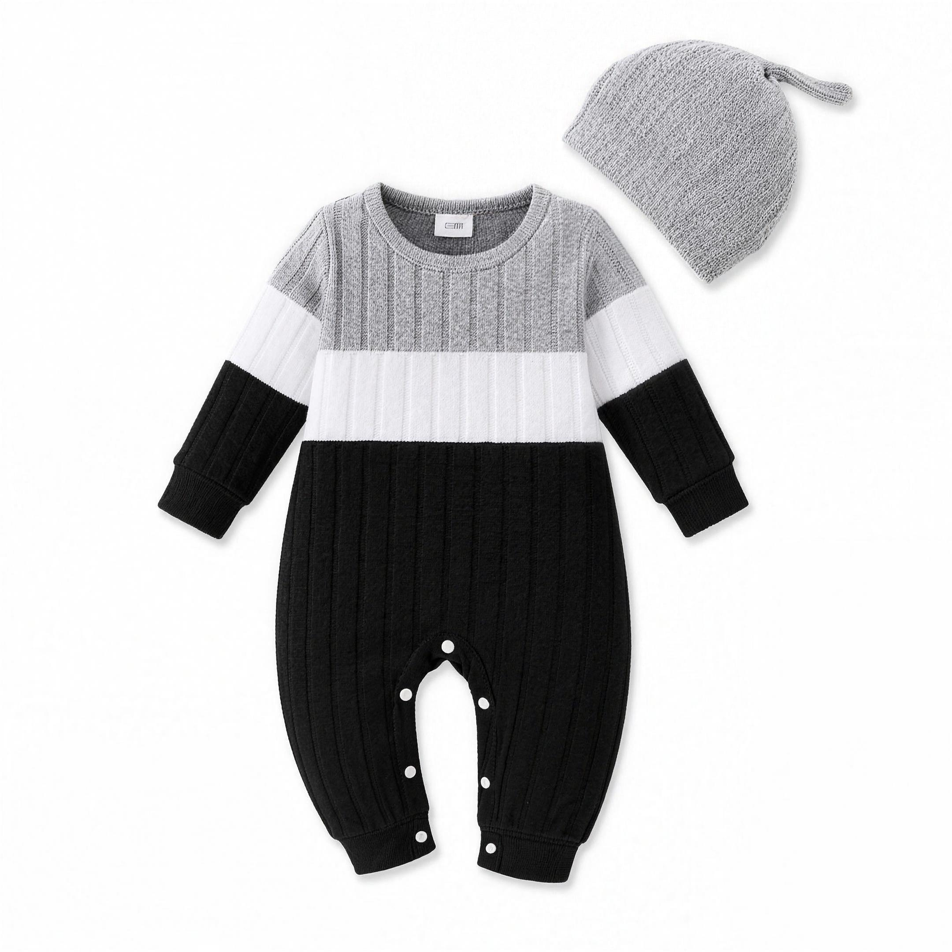 Color Block Knit Romper - Gray - professional studio photo