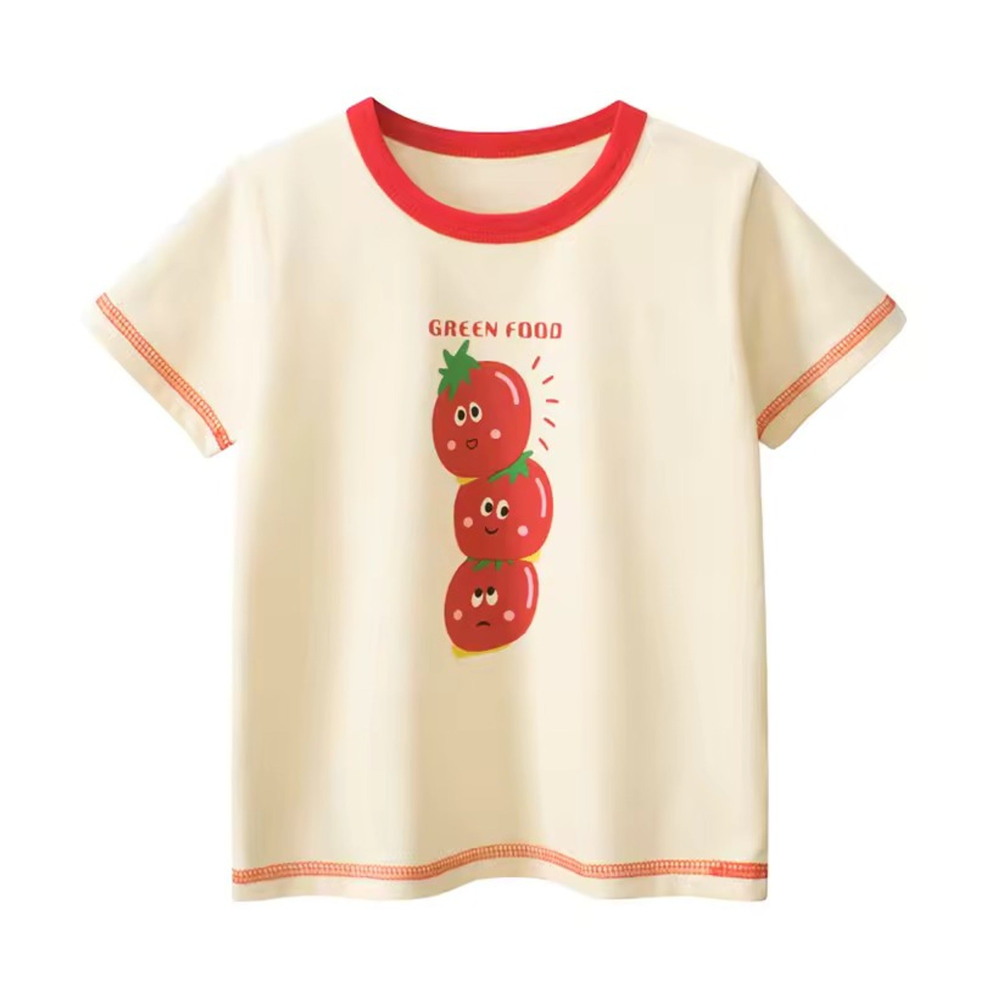 Green Food Tee, girls baby and toddler t-shirt detail view, professional product photo on white background