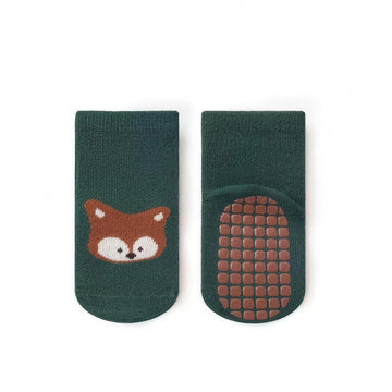 Forest Friends Non-Slip Socks - fox design, professional product photo on white background