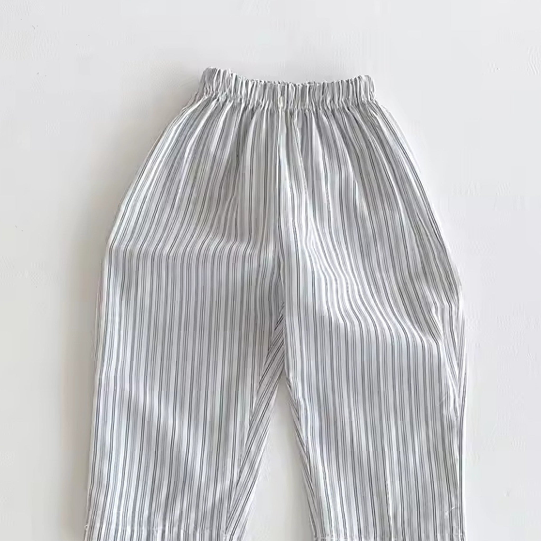 Grey Stripe Summer Pants in Medium Detail - baby and toddler pants, professional product photo