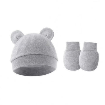 Bear Ear Beanie Set - Grey - professional product photo on white background