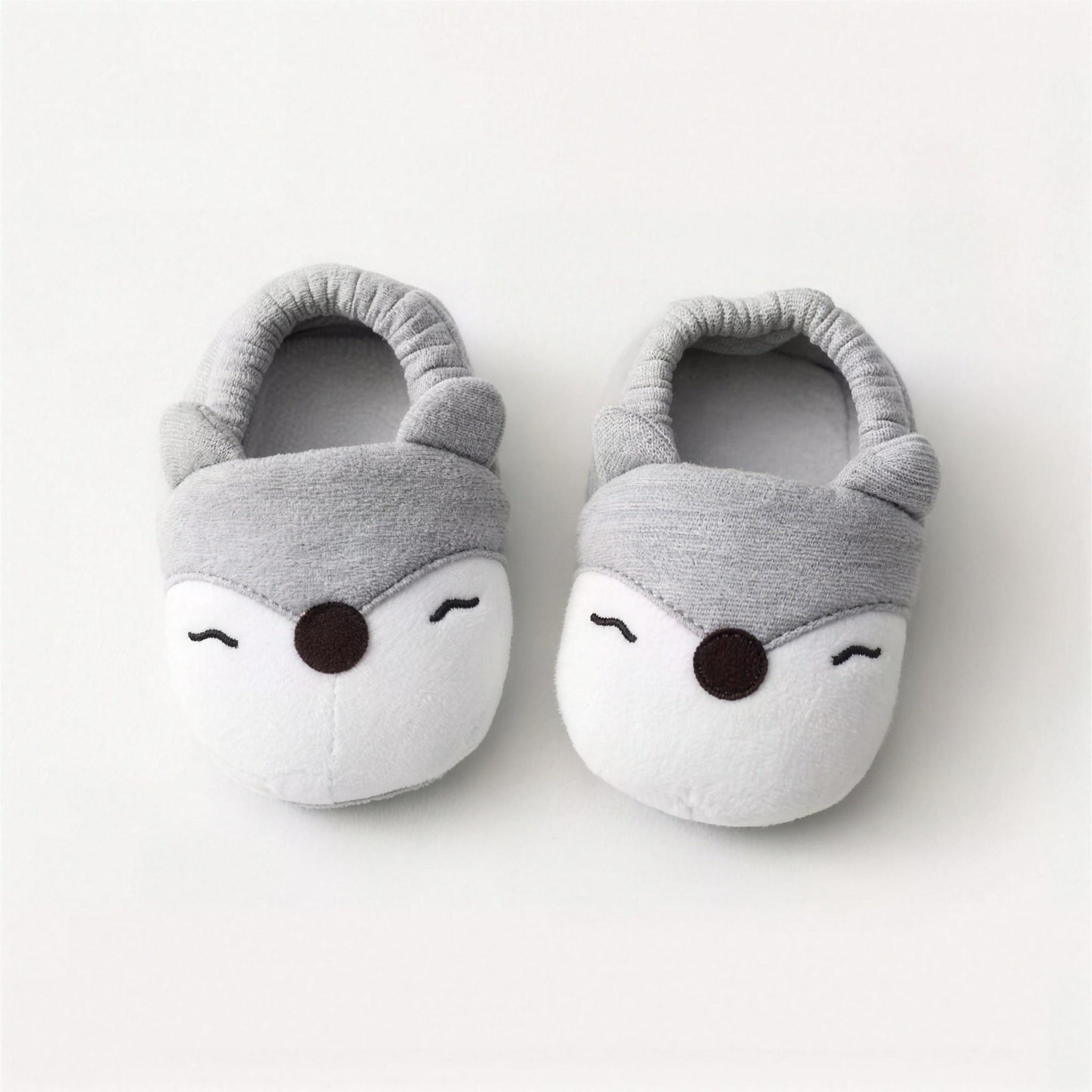 Sleepy Animal Booties - Grey Fox