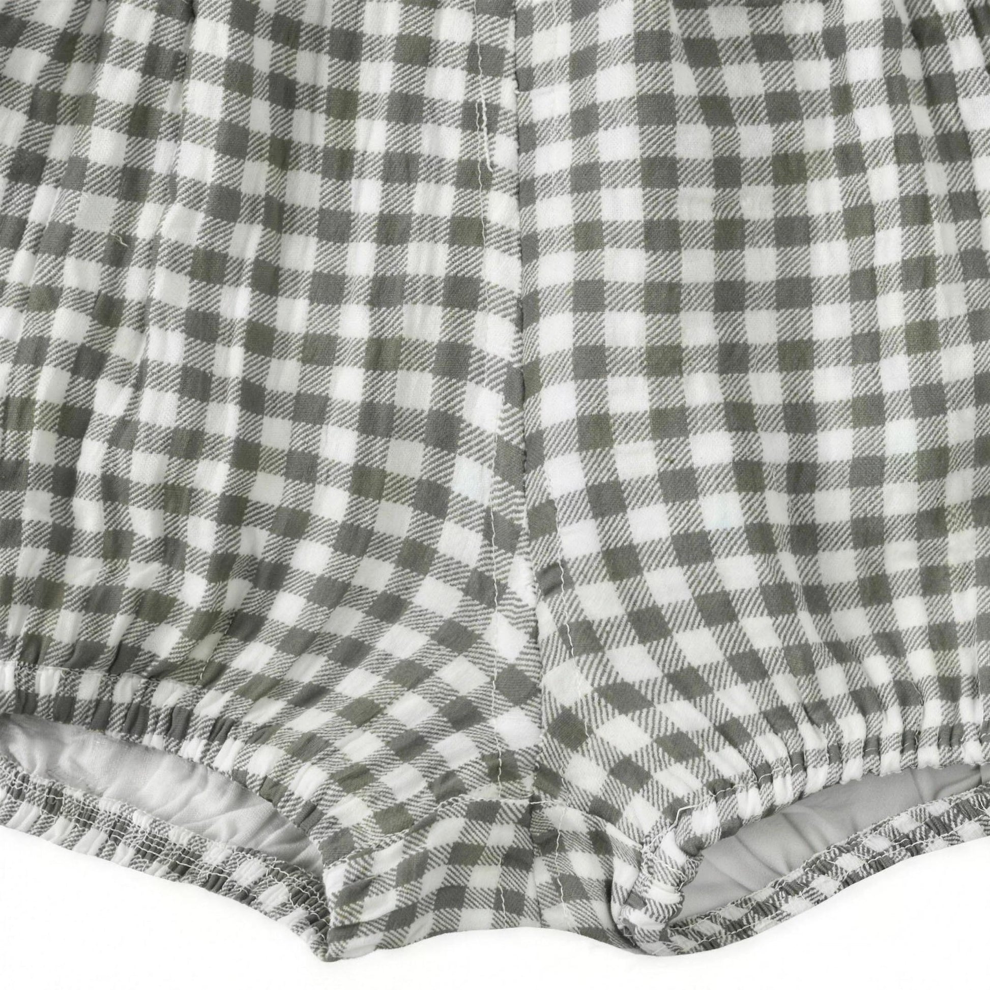 Grey Gingham Bloomer Shorts - fabric detail