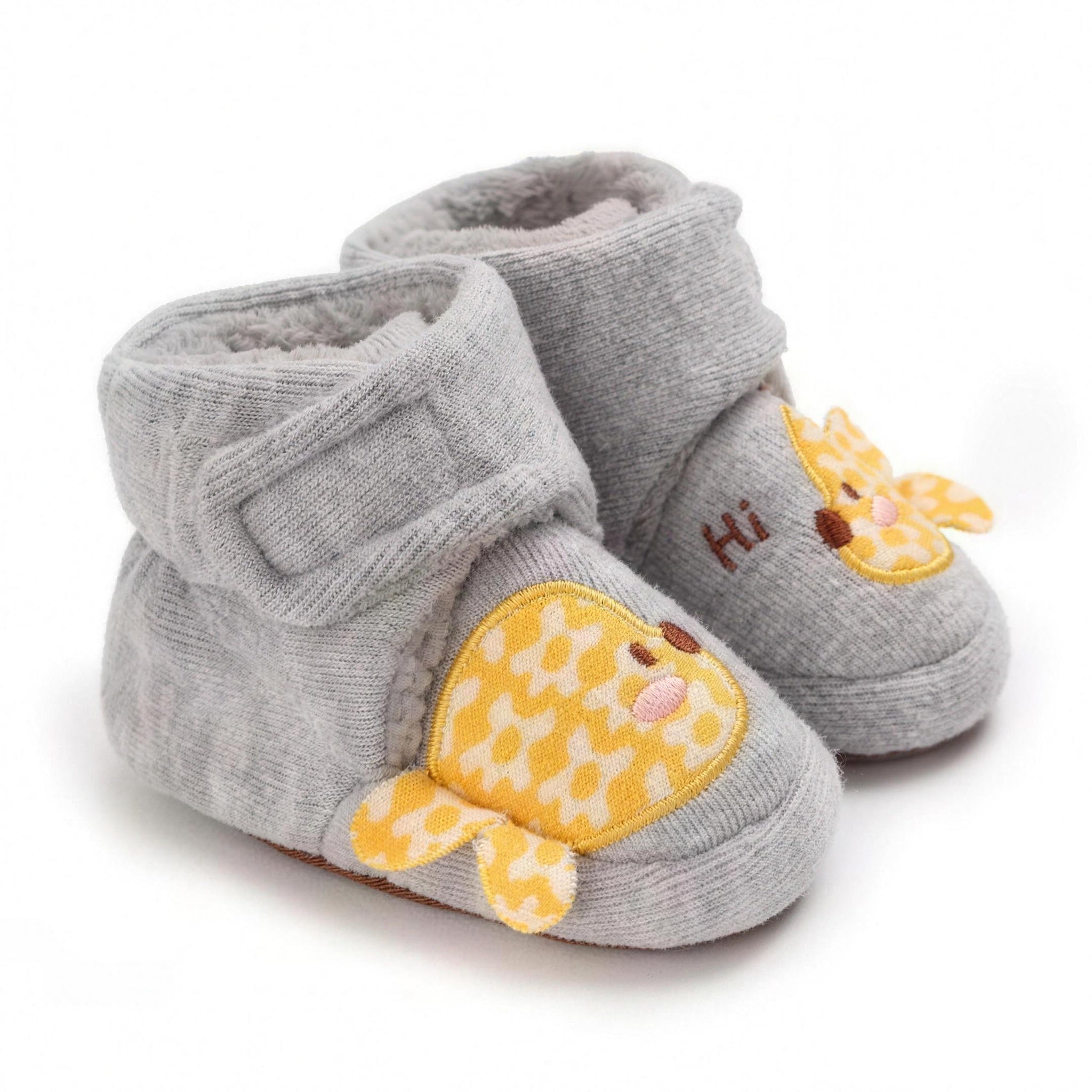 Cartoon Patch Booties - Grey Chick
