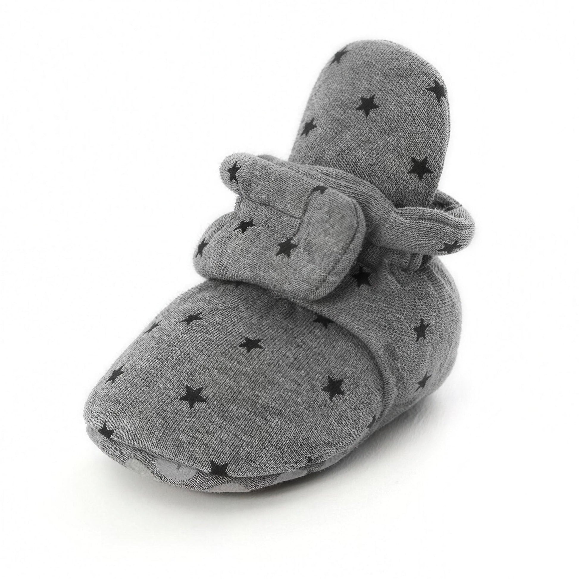Cozy Star Booties - Grey Star - professional product photo on white background