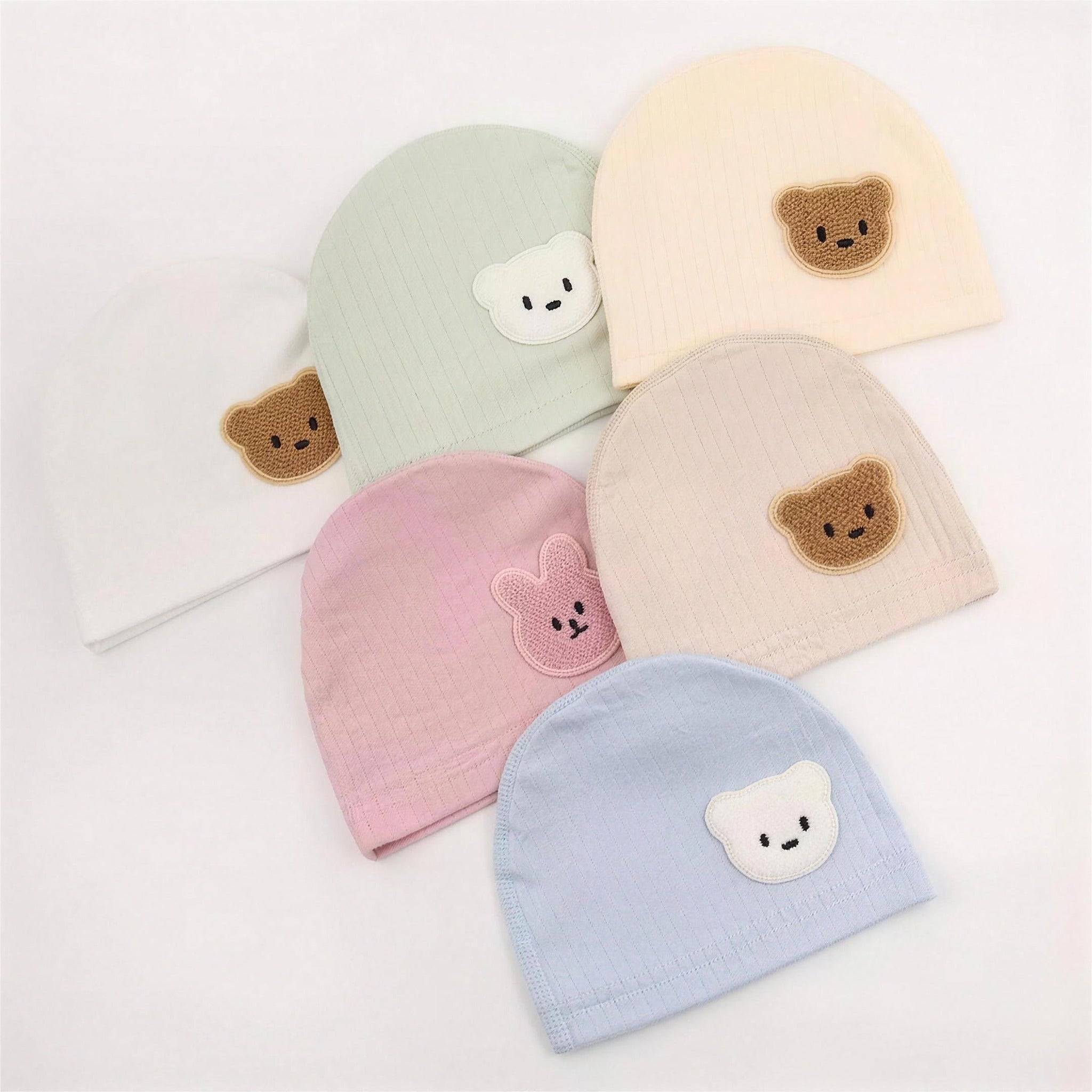 Bear Patch Beanie - all colors shown together