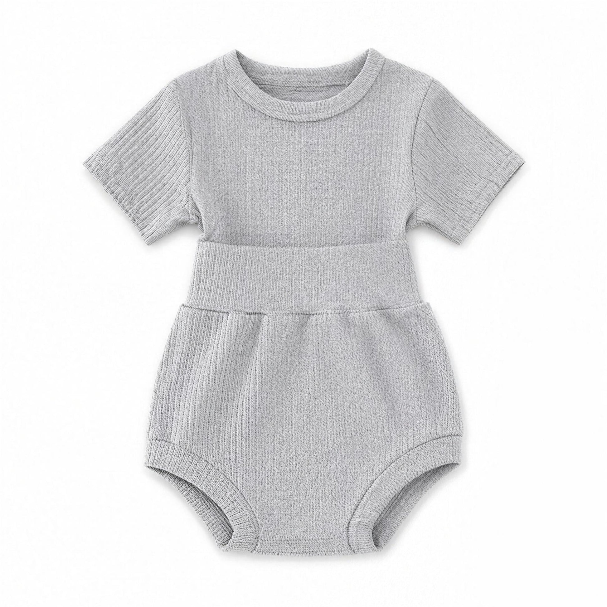 Ribbed Bubble Romper - Heather Gray