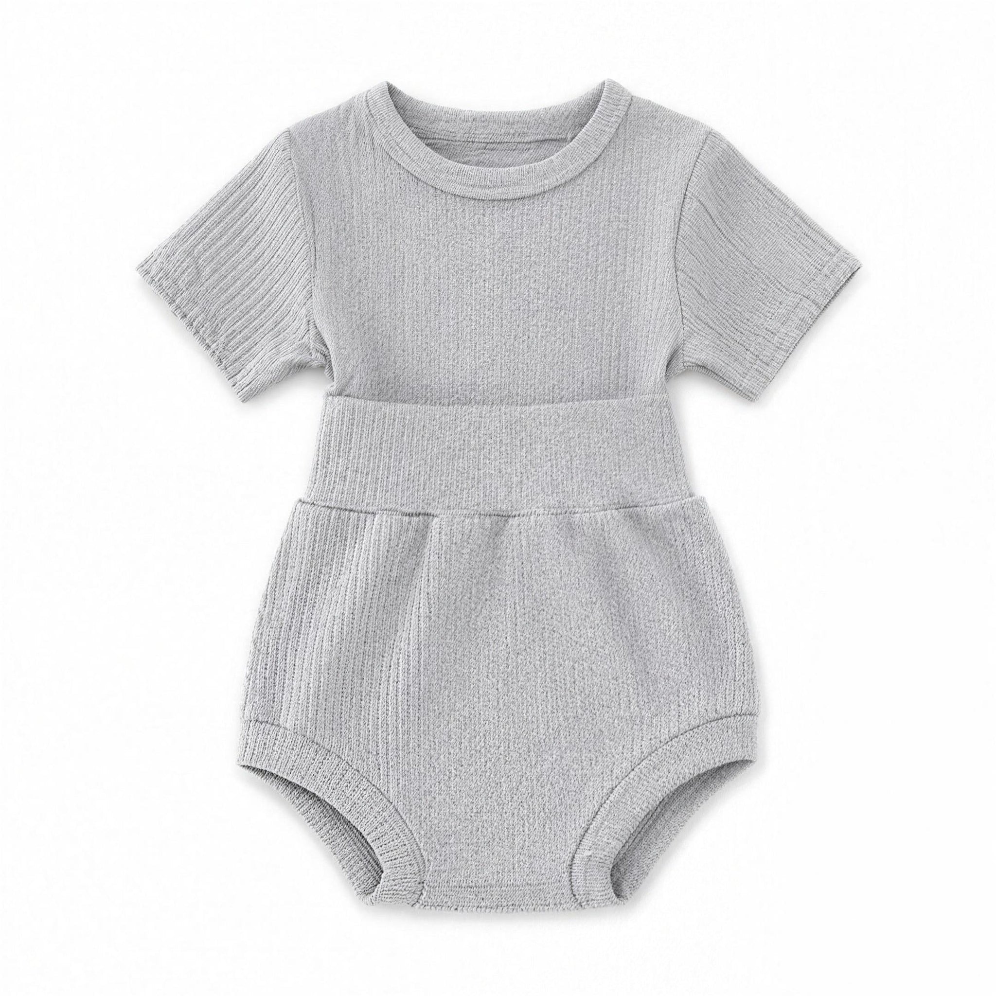 Ribbed Bubble Romper - Heather Gray