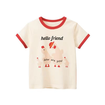 Hello Friend Tee, girls baby and toddler t-shirt, professional product photo on white background