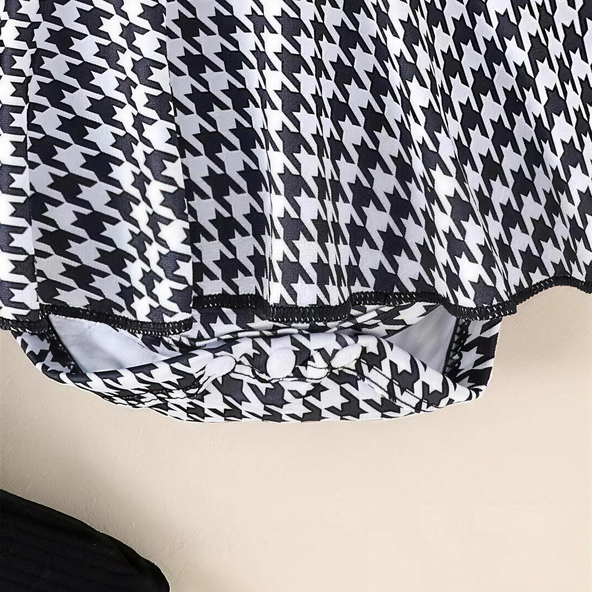 Houndstooth Bow Dress Set - hem detail