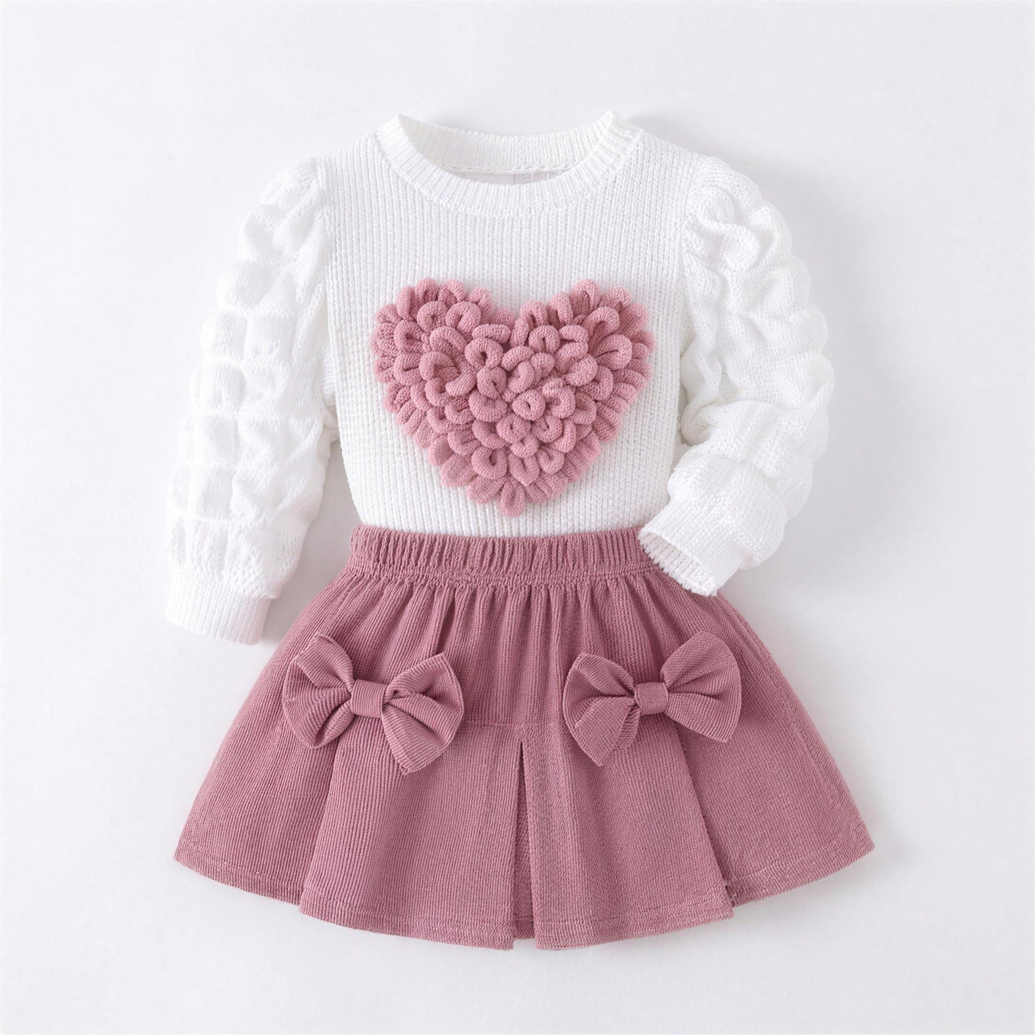 Chenille Heart Bow Skirt Set - professional studio photo