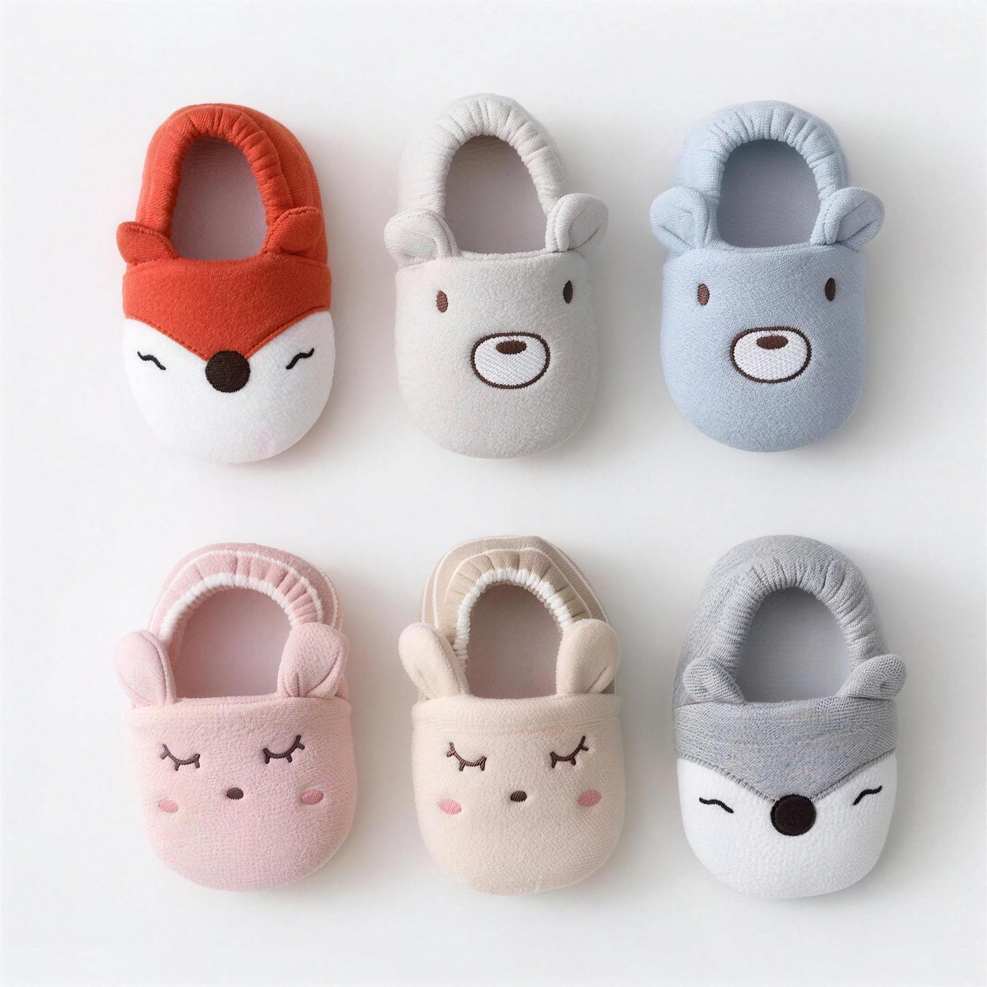 Sleepy Animal Booties - all 6 designs, professional studio photo