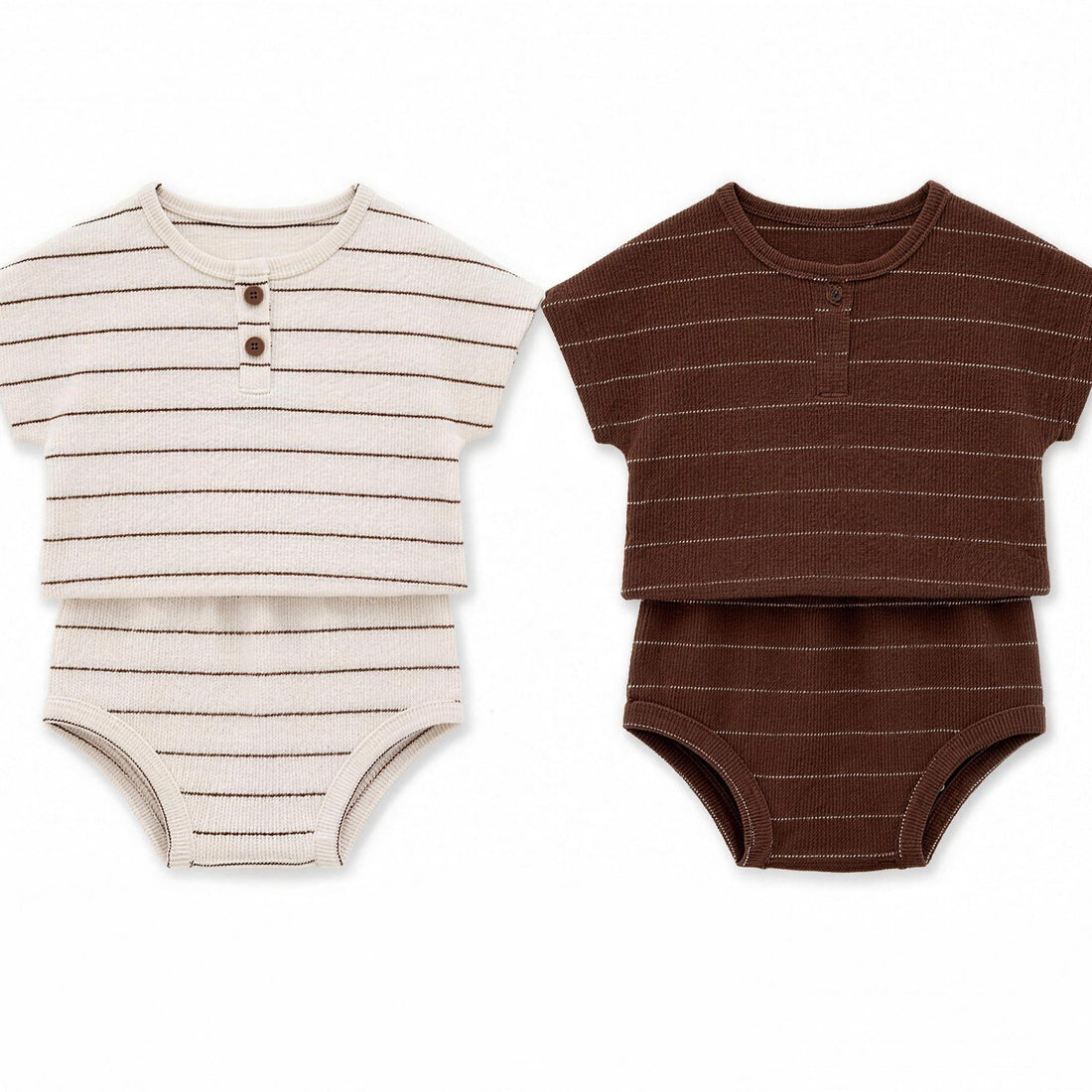 Striped Henley Set - both colors, professional studio photo