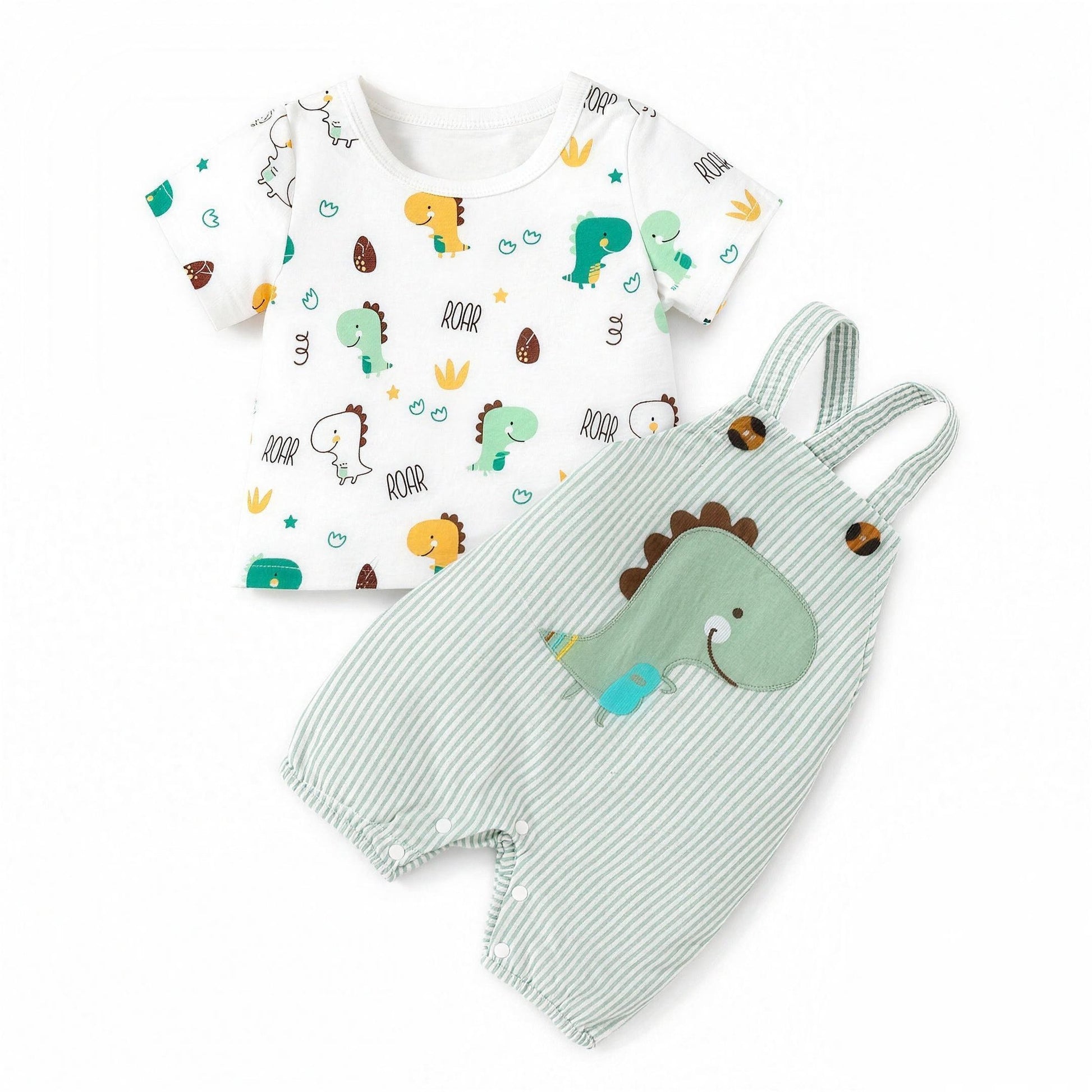 Little Dino Overall Set - professional product photo on white background