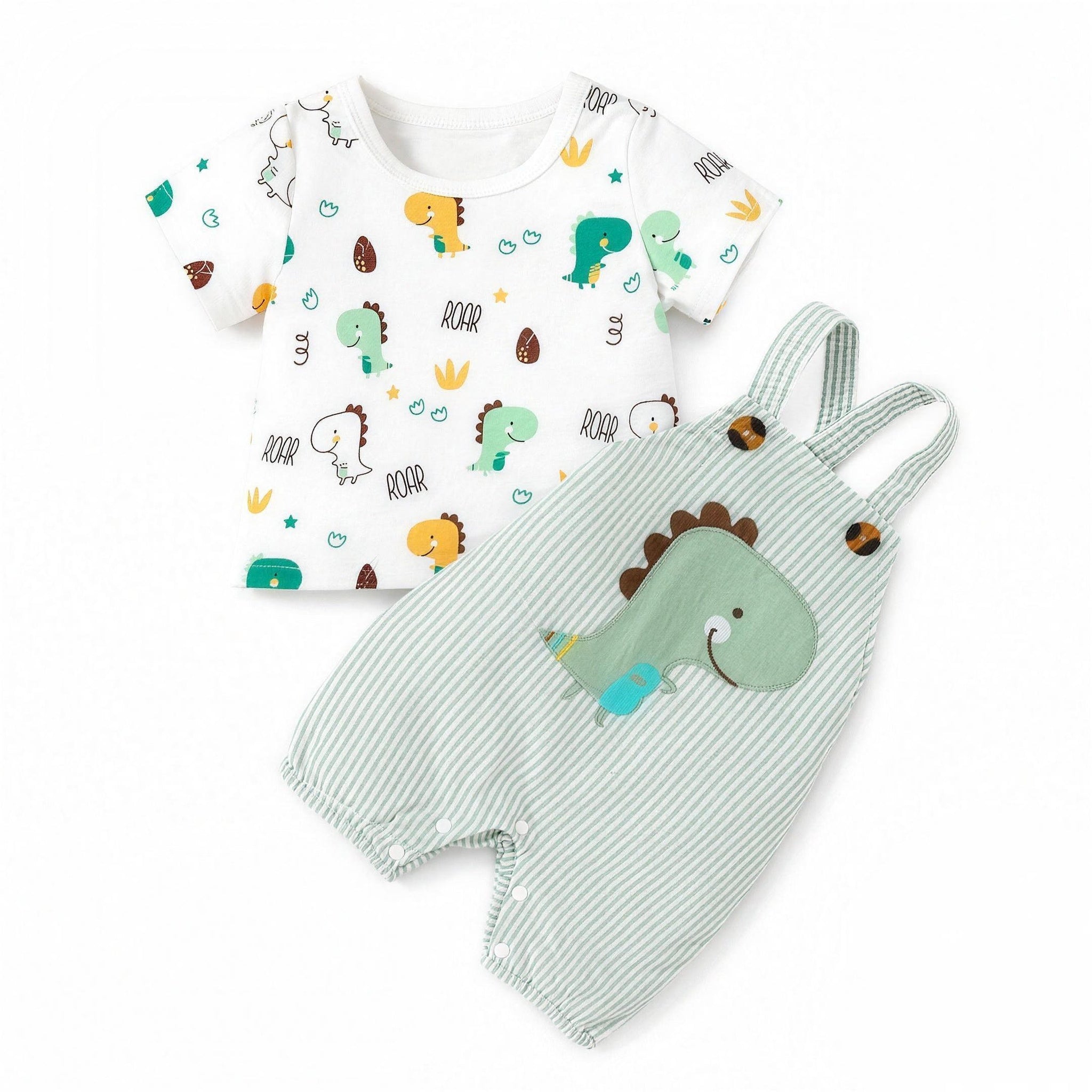 Little Dino Overall Set - professional product photo on white background