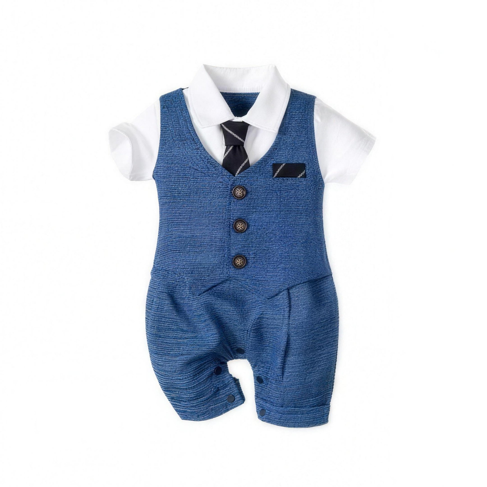 Chambray Tie Vest Romper - professional studio photo