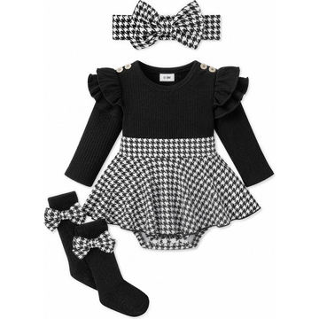 Houndstooth Bow Dress Set - hero