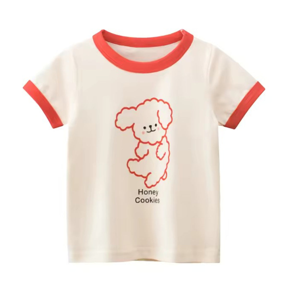 Honey Cookies Red Tee, girls baby and toddler t-shirt, professional product photo on white background