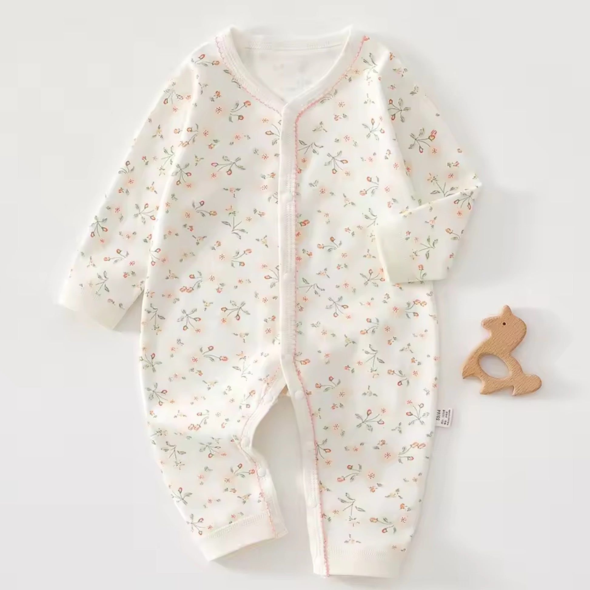 Ivory Floral Onesie - wide detail
