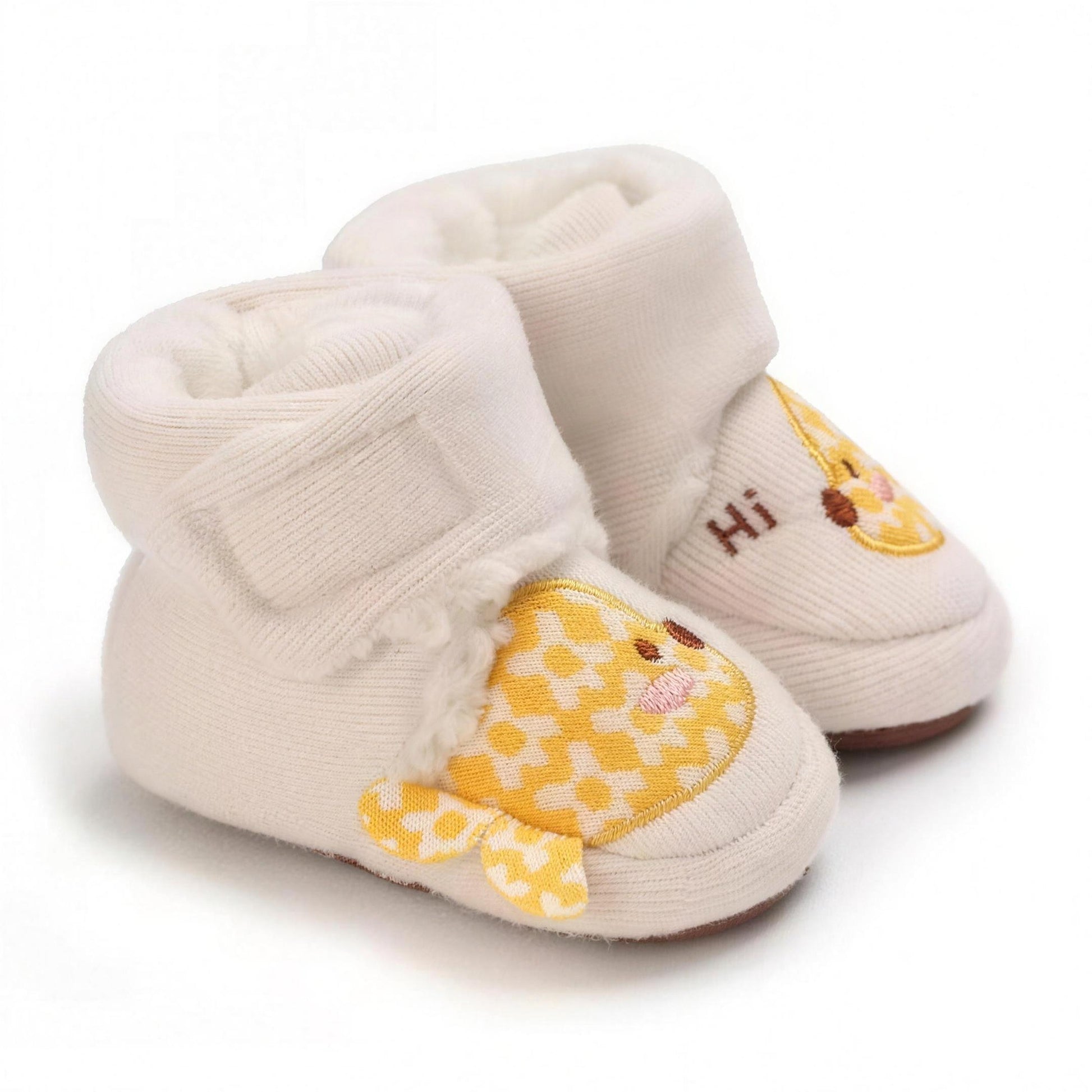 Cartoon Patch Booties - Ivory Chick