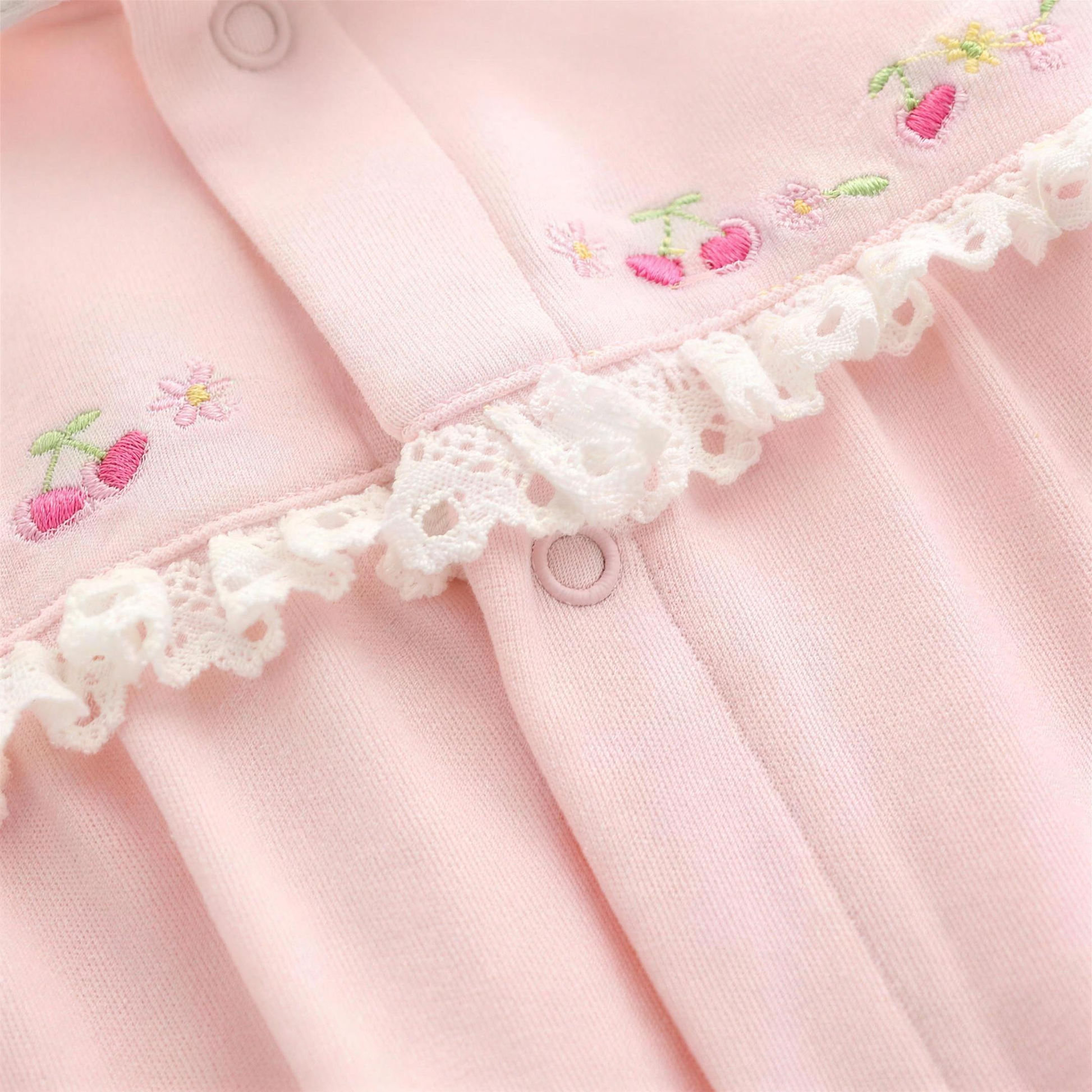 Lace Collar Embroidered Footie - collar detail