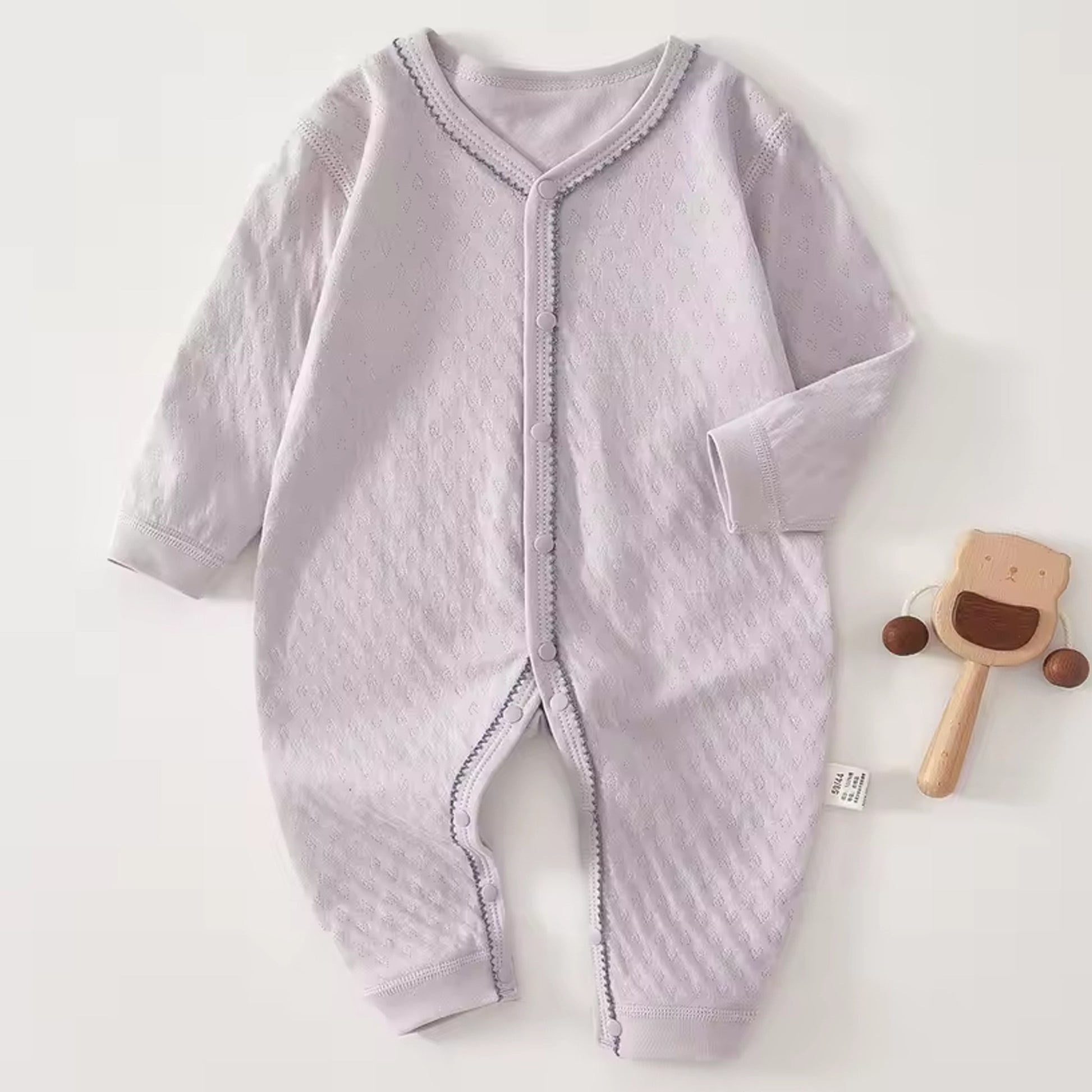 Lavender Pointelle Onesie - wide detail