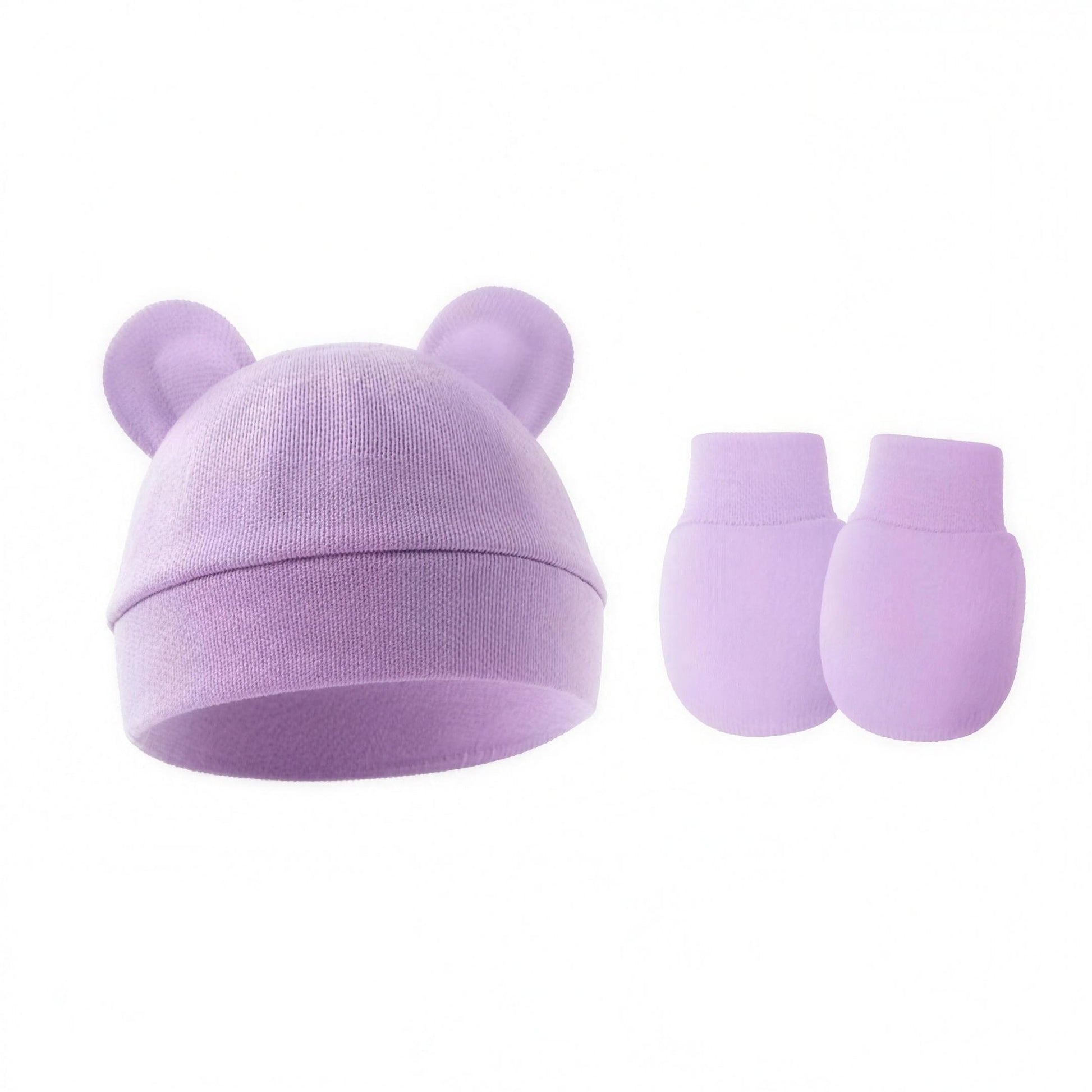 Bear Ear Beanie Set - Lavender - professional product photo on white background
