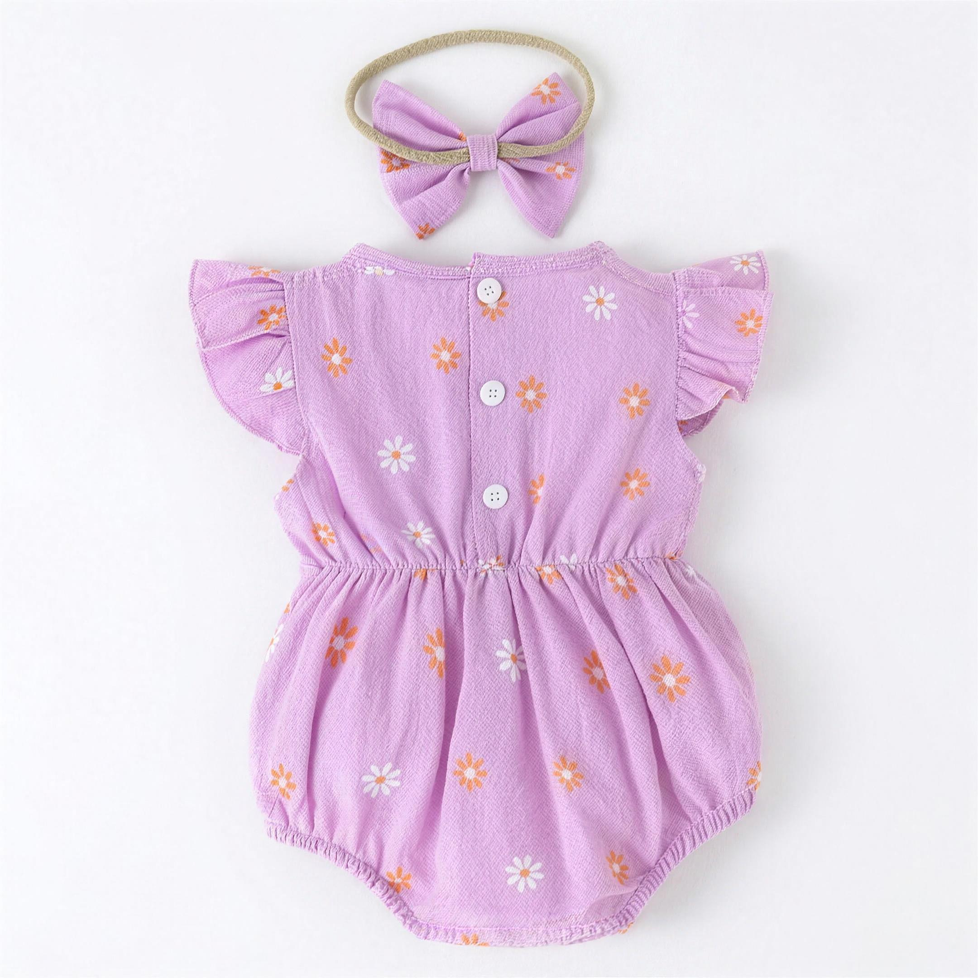 Daisy Flutter Romper Set - Lavender