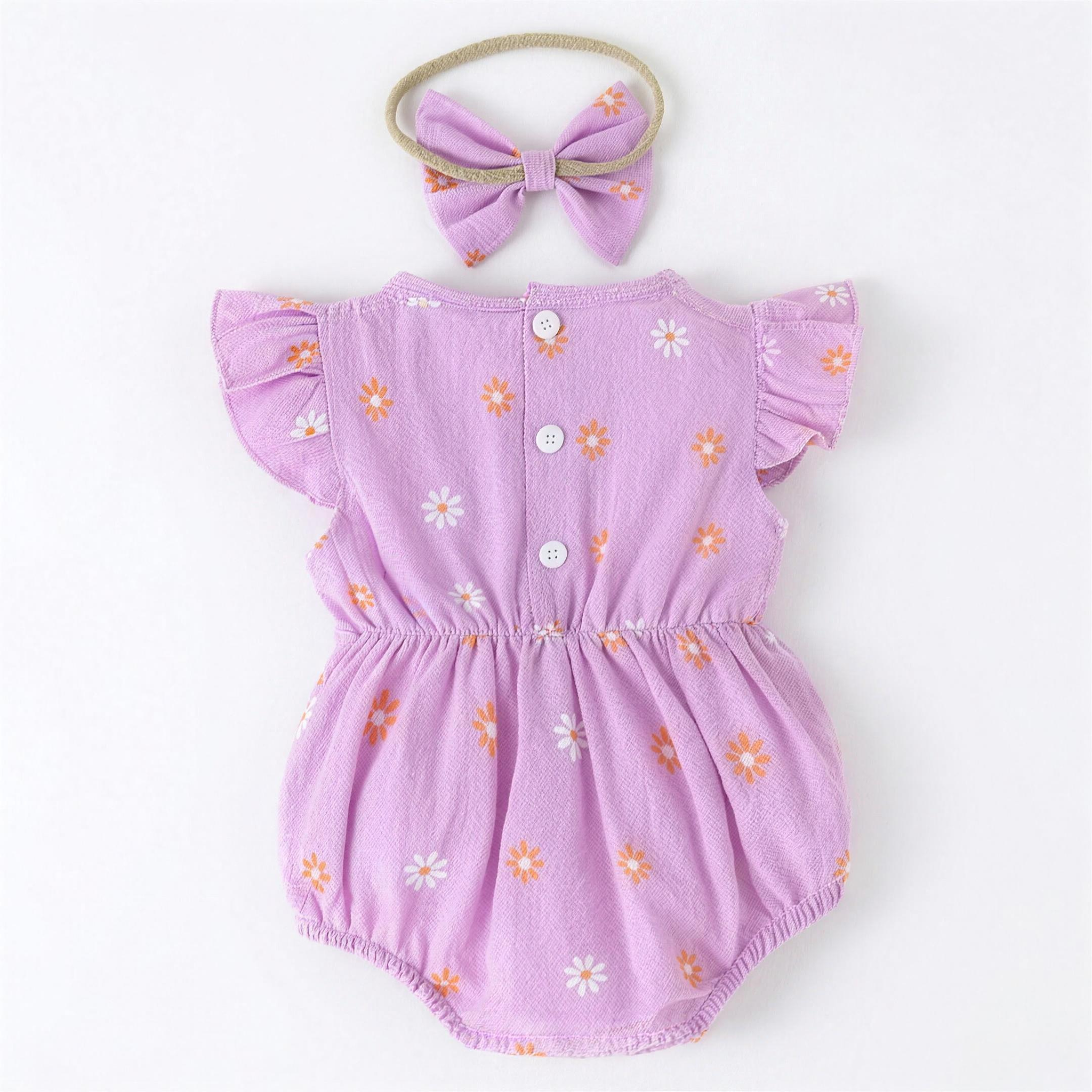 Daisy Flutter Romper Set - Lavender