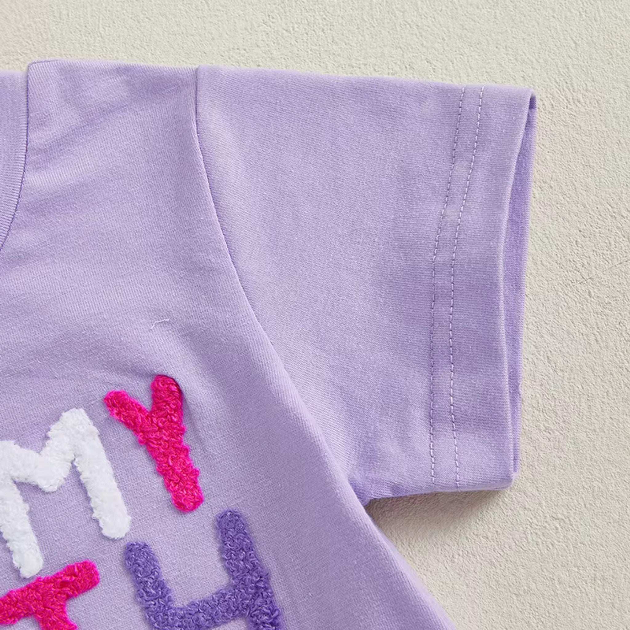 It's My Birthday Tulle Skirt Set - chenille embroidered lettering detail