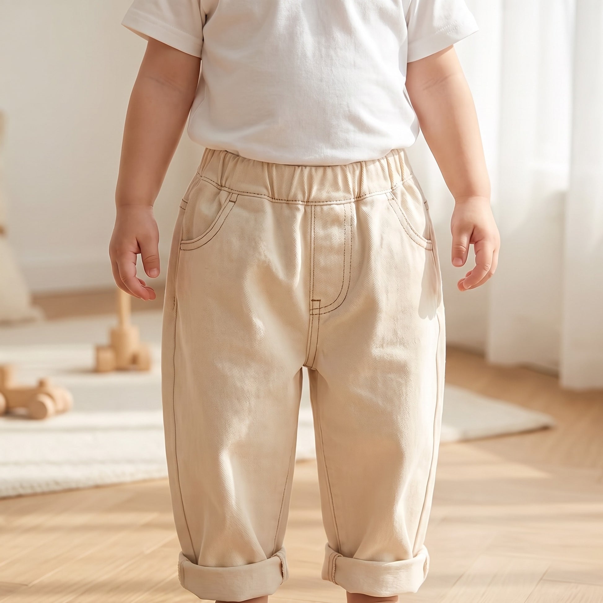Cream Toddler Denim Jeans - lifestyle