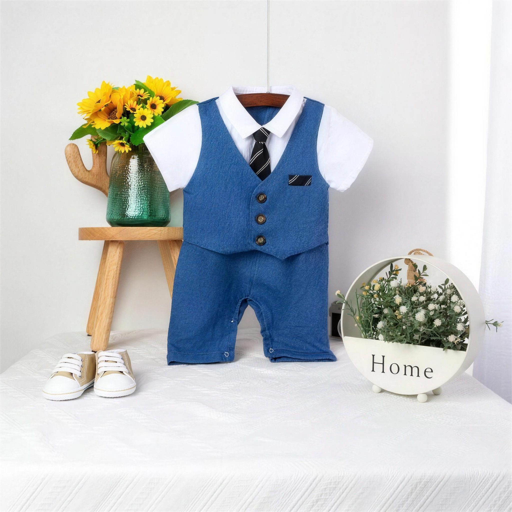 Chambray Tie Vest Romper - lifestyle photo